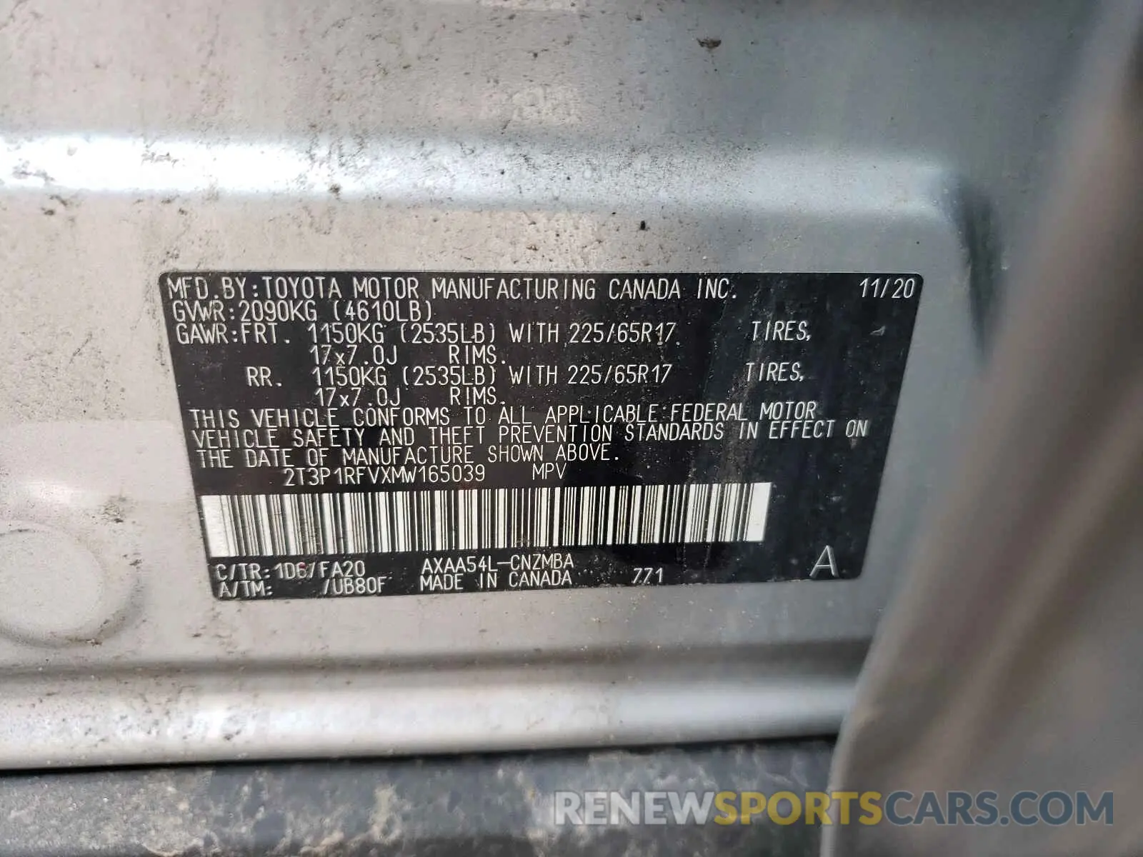 10 fotografías del automóvil dañado 2T3P1RFVXMW165039 TOYOTA RAV4 2021