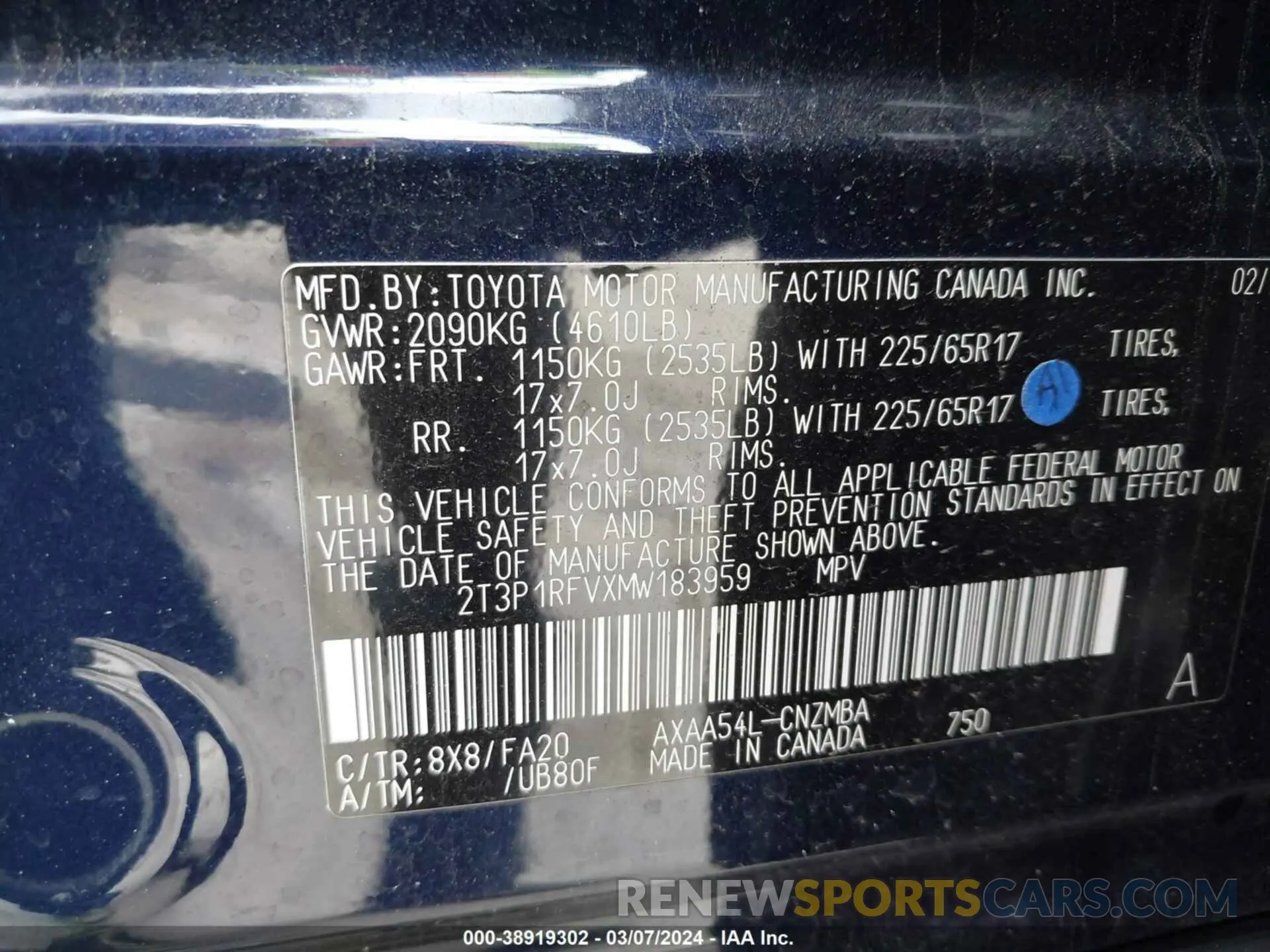 9 fotografías del automóvil dañado 2T3P1RFVXMW183959 TOYOTA RAV4 2021