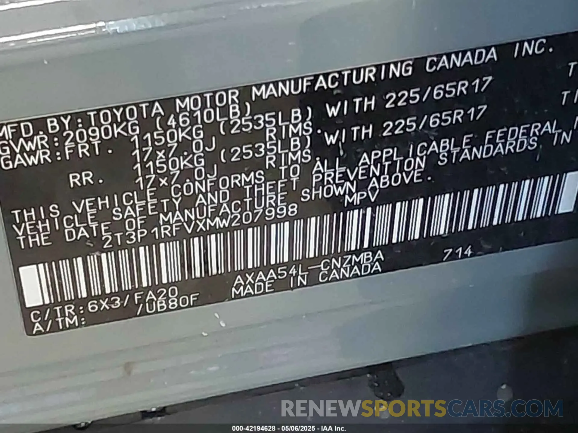 9 fotografías del automóvil dañado 2T3P1RFVXMW207998 TOYOTA RAV4 2021