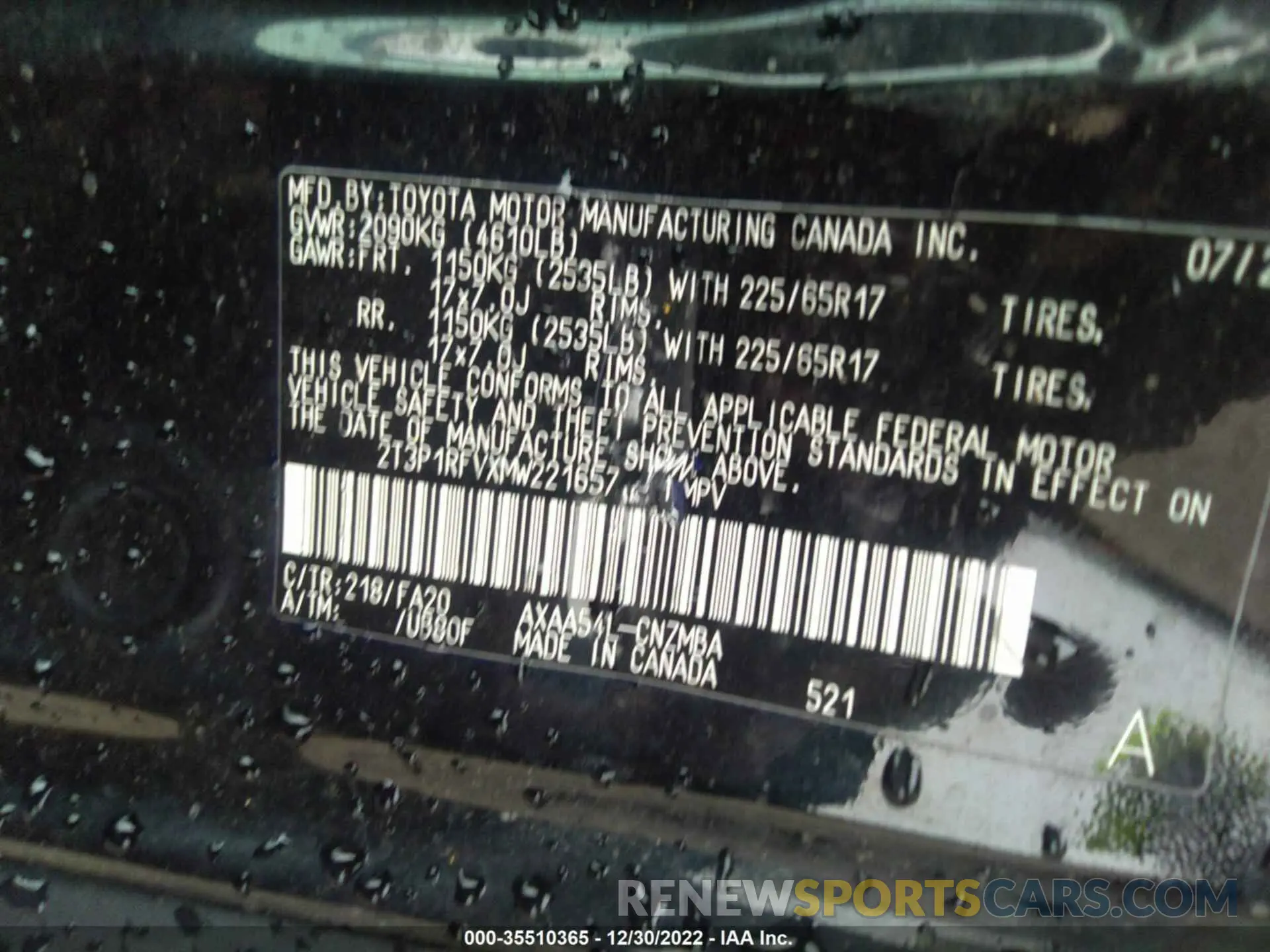 9 fotografías del automóvil dañado 2T3P1RFVXMW221657 TOYOTA RAV4 2021