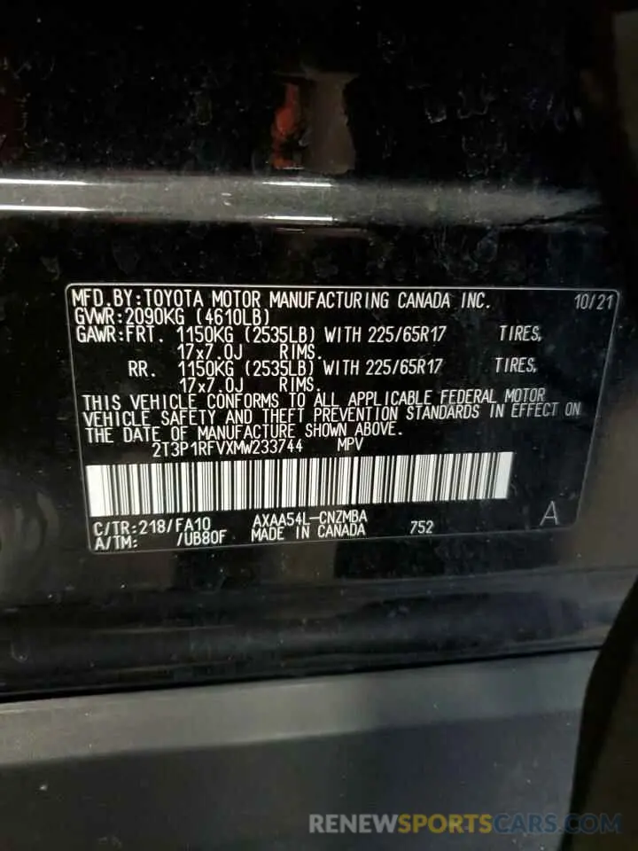 14 fotografías del automóvil dañado 2T3P1RFVXMW233744 TOYOTA RAV4 2021