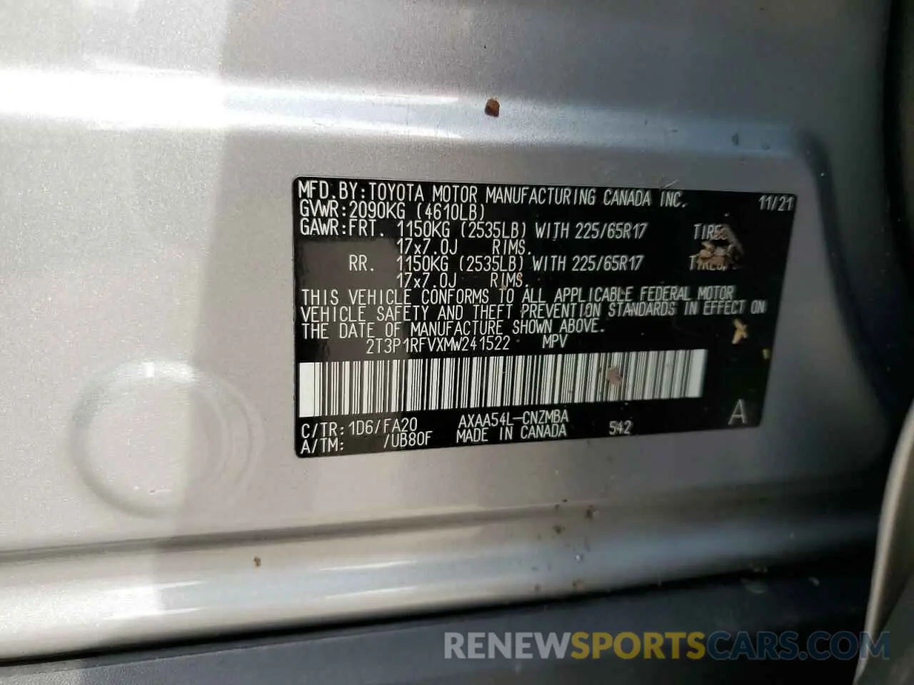 13 fotografías del automóvil dañado 2T3P1RFVXMW241522 TOYOTA RAV4 2021