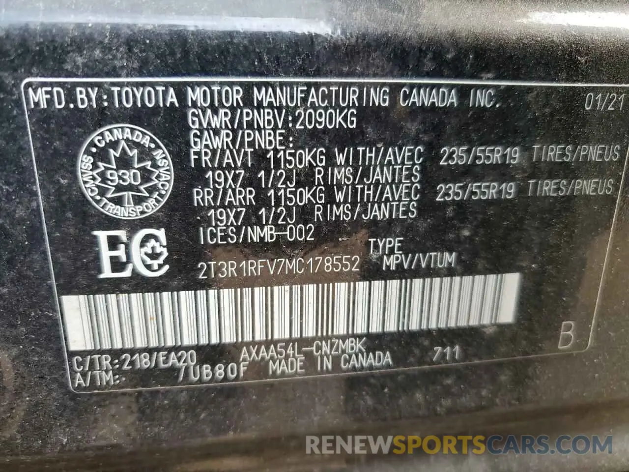 14 fotografías del automóvil dañado 2T3R1RFV7MC178552 TOYOTA RAV4 2021