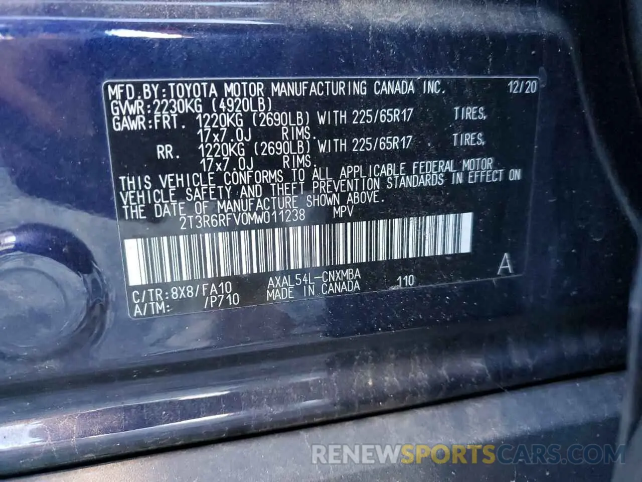 13 fotografías del automóvil dañado 2T3R6RFV0MW011238 TOYOTA RAV4 2021