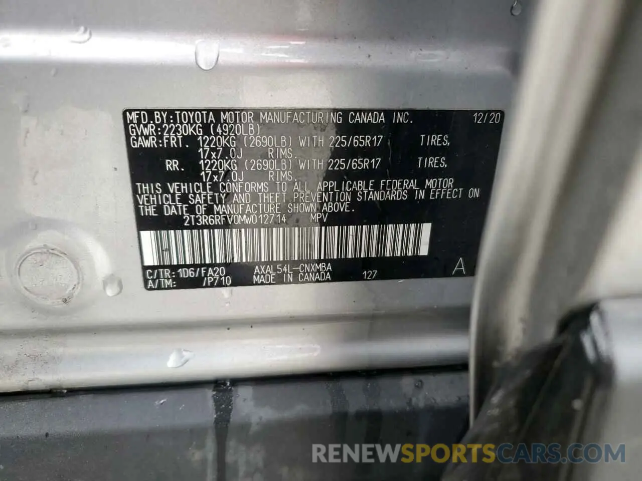 14 fotografías del automóvil dañado 2T3R6RFV0MW012714 TOYOTA RAV4 2021