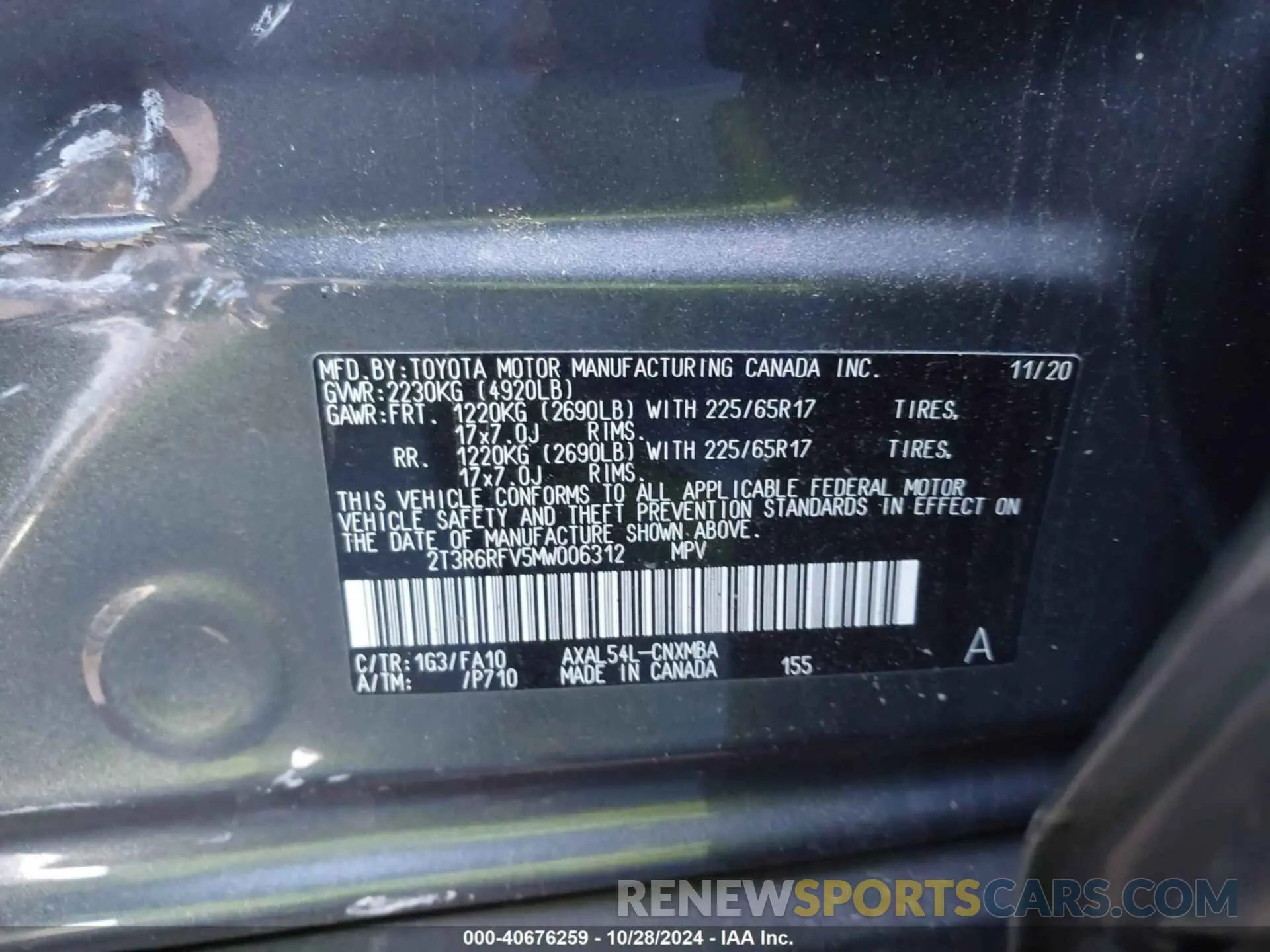 9 fotografías del automóvil dañado 2T3R6RFV5MW006312 TOYOTA RAV4 2021