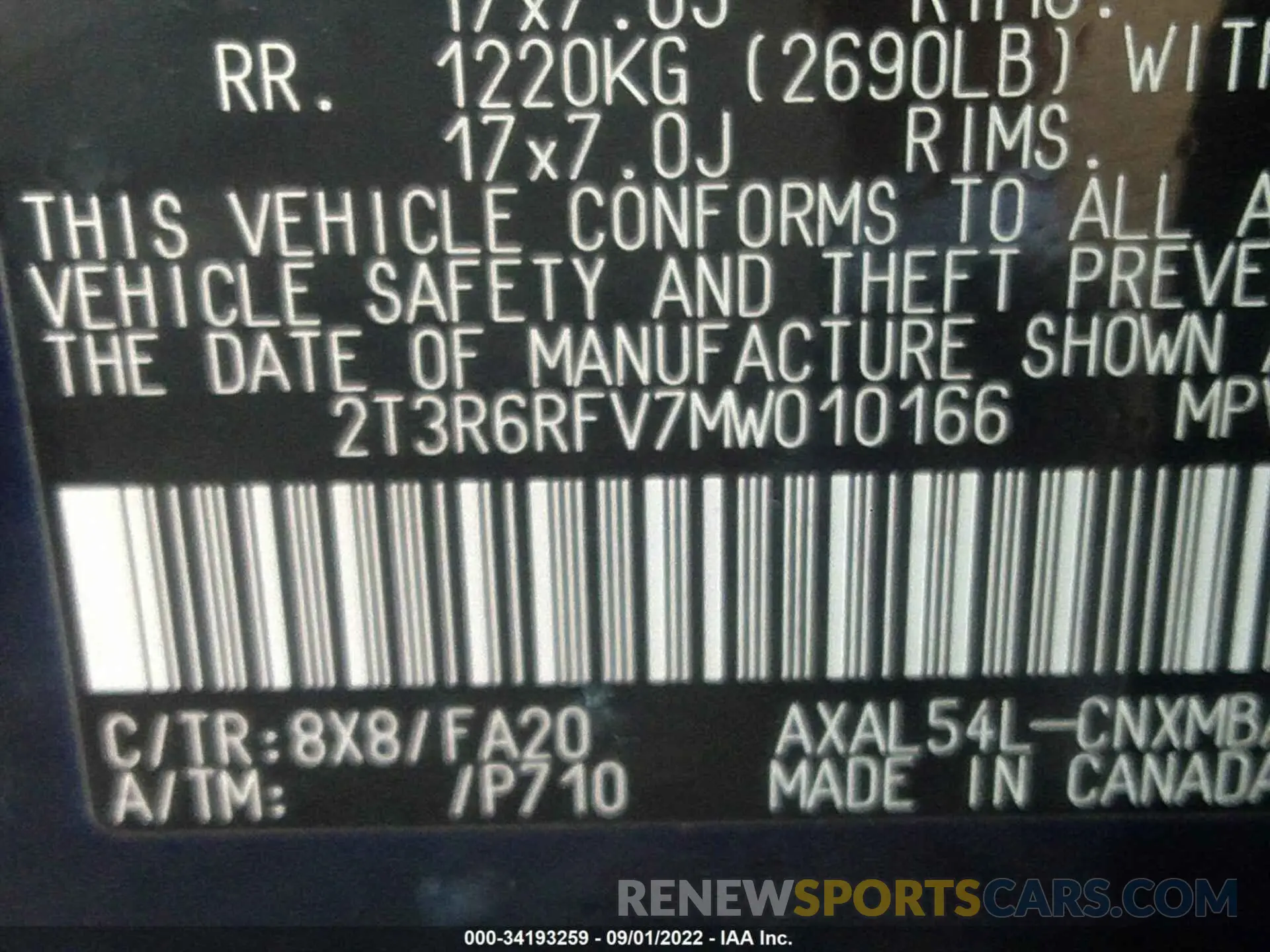 9 fotografías del automóvil dañado 2T3R6RFV7MW010166 TOYOTA RAV4 2021