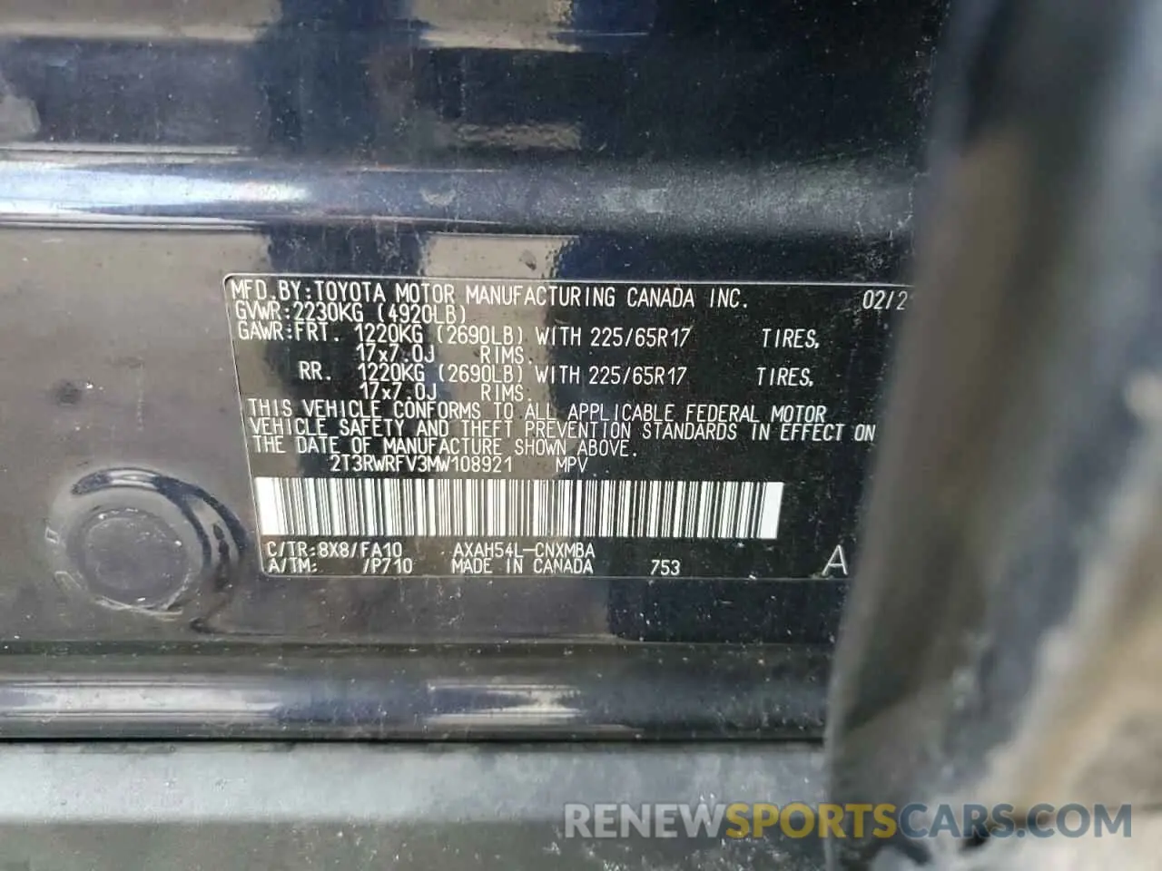 15 fotografías del automóvil dañado 2T3RWRFV3MW108921 TOYOTA RAV4 2021
