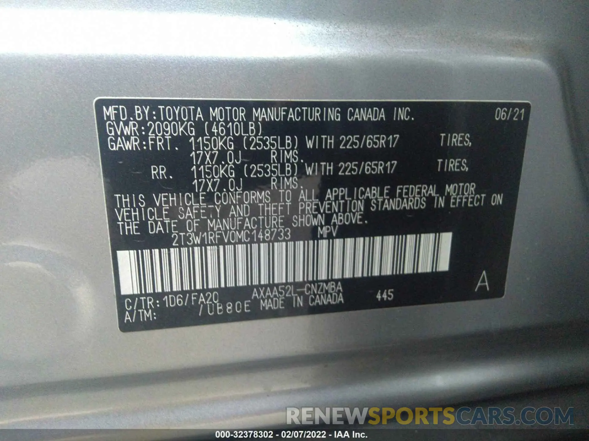 9 fotografías del automóvil dañado 2T3W1RFV0MC148733 TOYOTA RAV4 2021