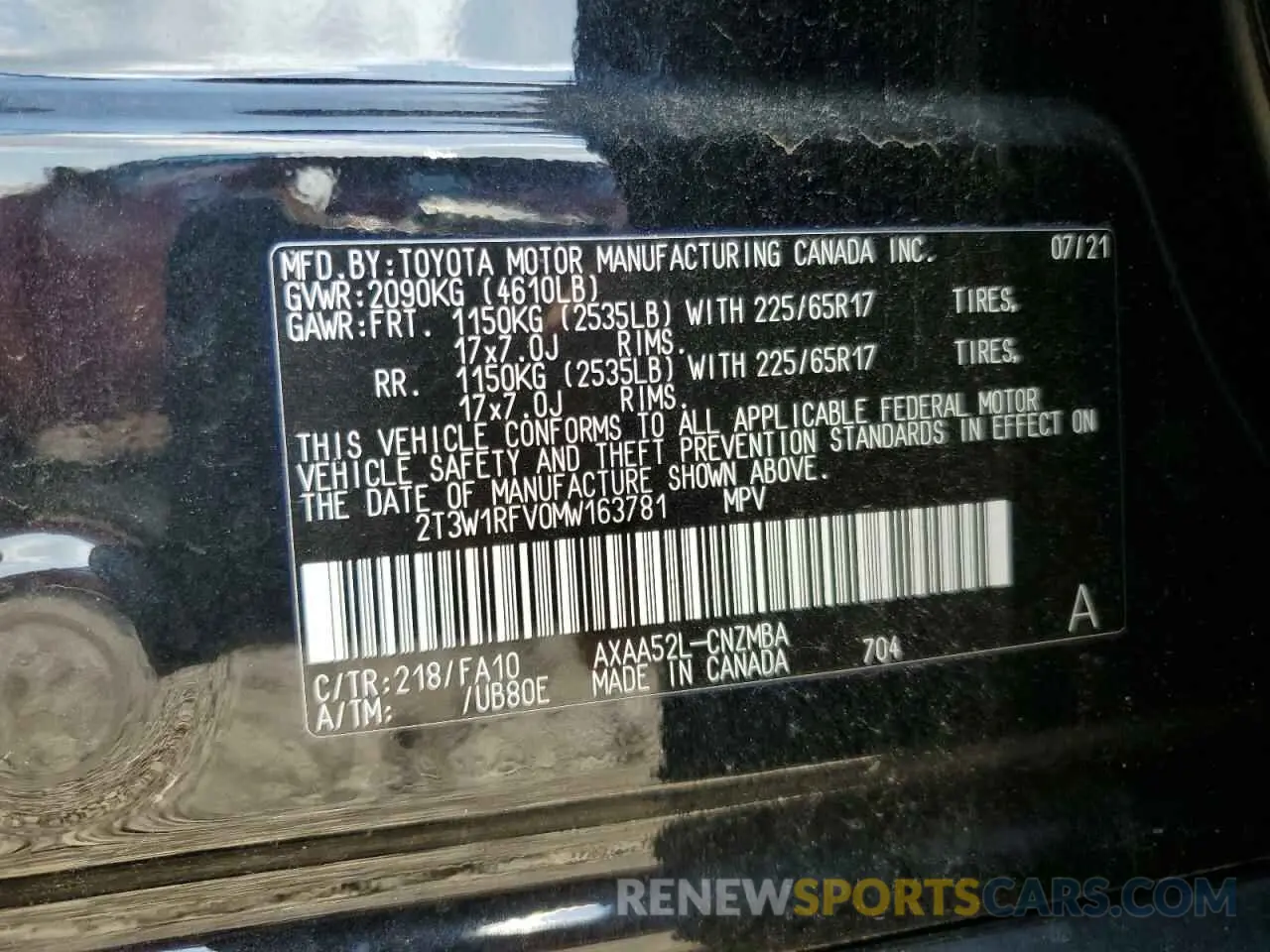 13 fotografías del automóvil dañado 2T3W1RFV0MW163781 TOYOTA RAV4 2021