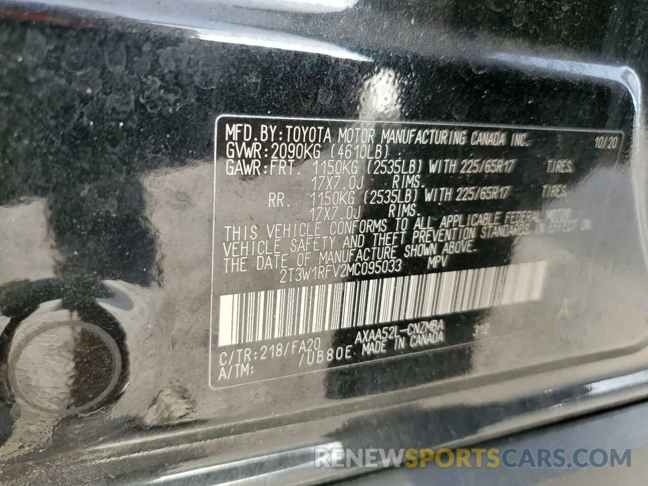 14 fotografías del automóvil dañado 2T3W1RFV2MC095033 TOYOTA RAV4 2021