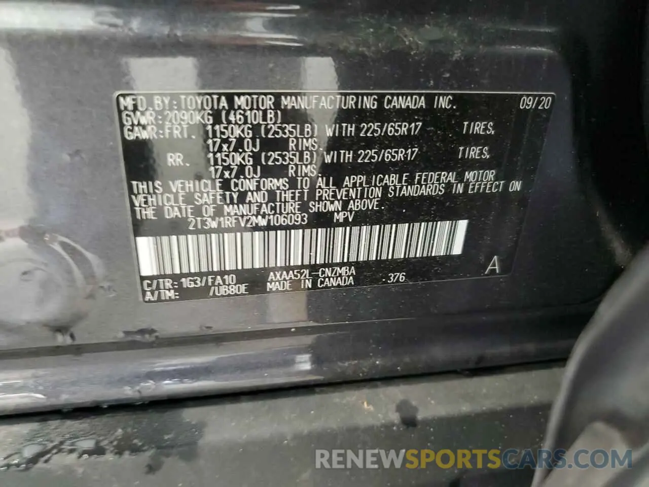 13 fotografías del automóvil dañado 2T3W1RFV2MW106093 TOYOTA RAV4 2021