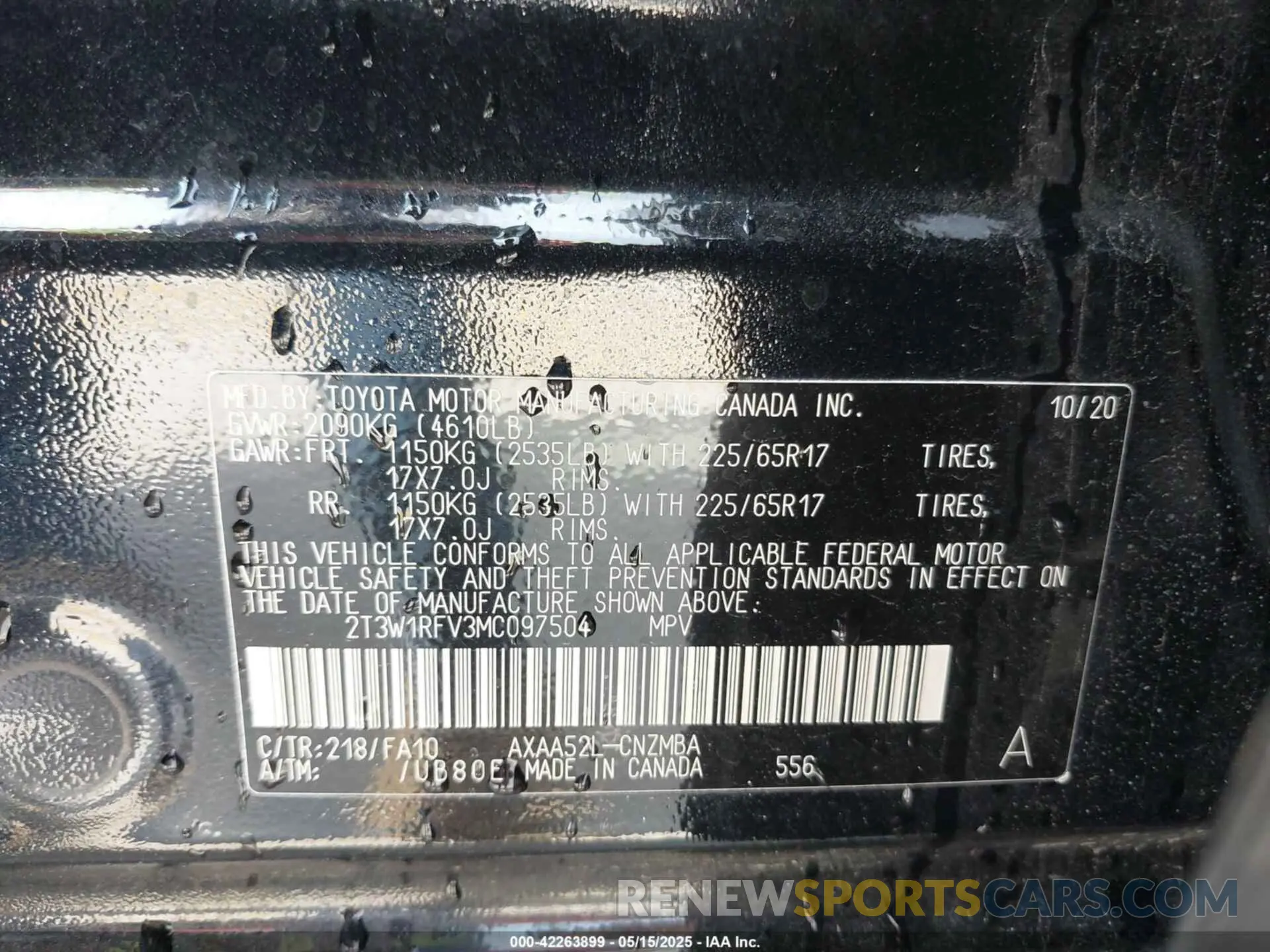9 fotografías del automóvil dañado 2T3W1RFV3MC097504 TOYOTA RAV4 2021