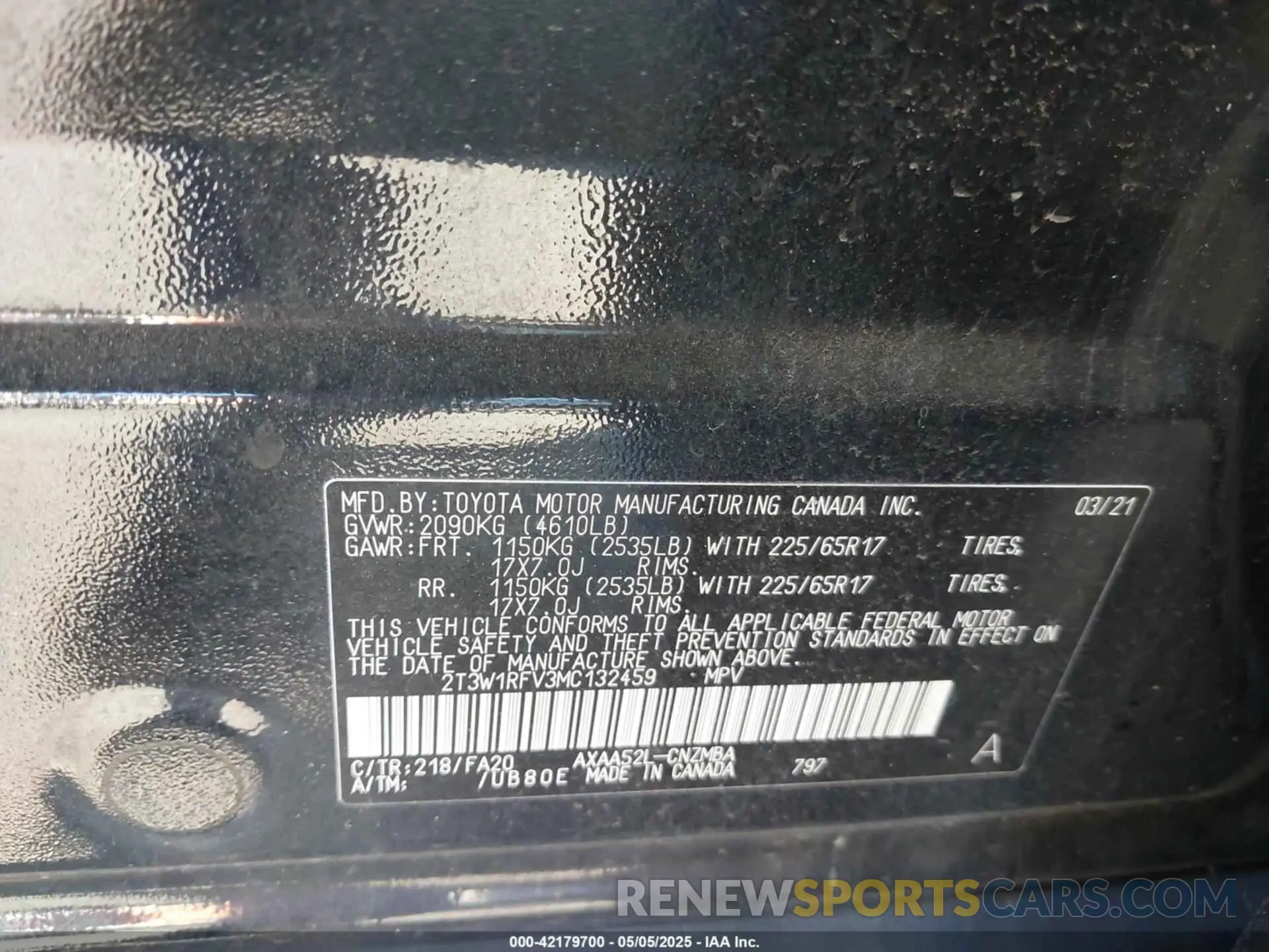 9 fotografías del automóvil dañado 2T3W1RFV3MC132459 TOYOTA RAV4 2021