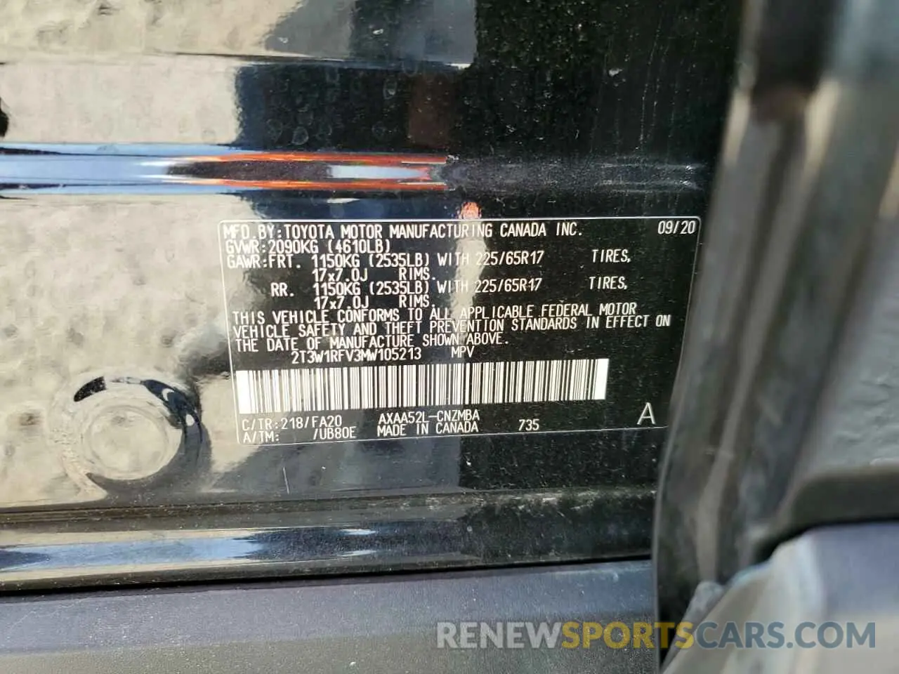 13 fotografías del automóvil dañado 2T3W1RFV3MW105213 TOYOTA RAV4 2021