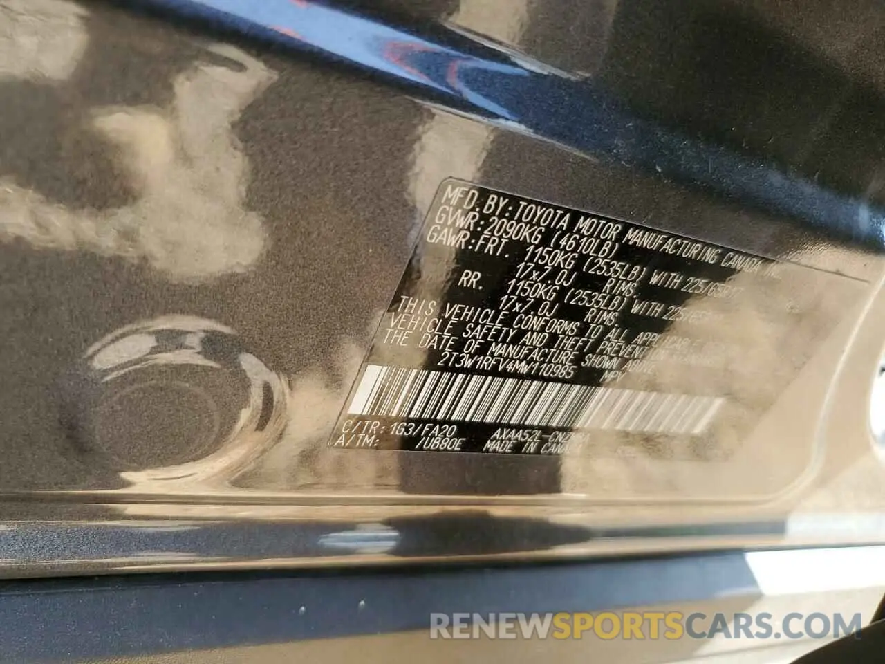 13 fotografías del automóvil dañado 2T3W1RFV4MW110985 TOYOTA RAV4 2021