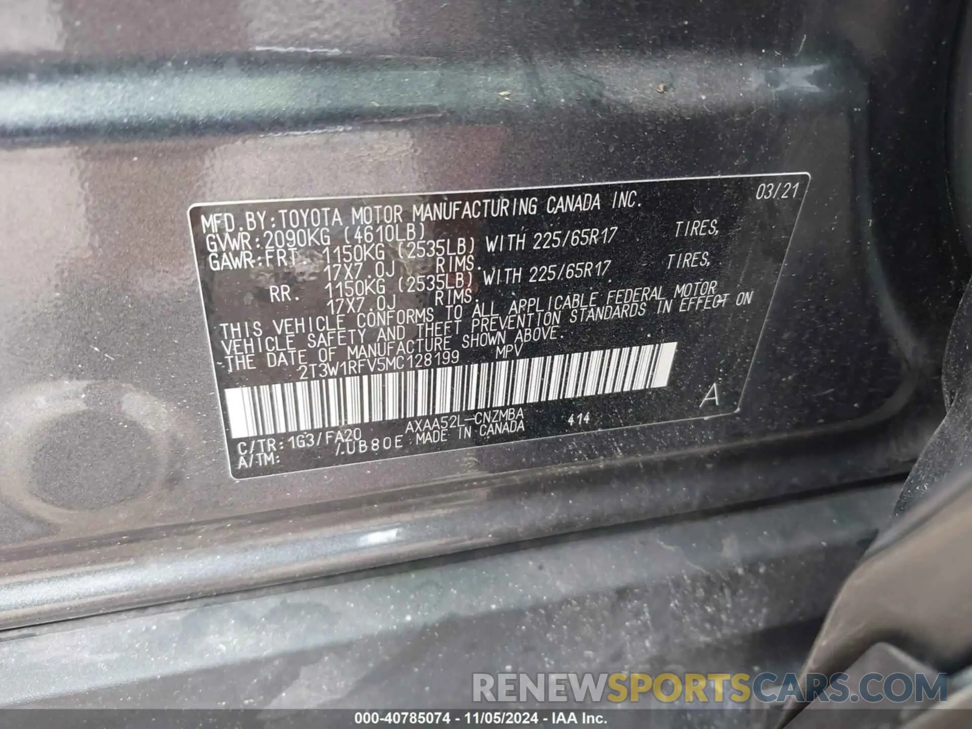 9 fotografías del automóvil dañado 2T3W1RFV5MC128199 TOYOTA RAV4 2021