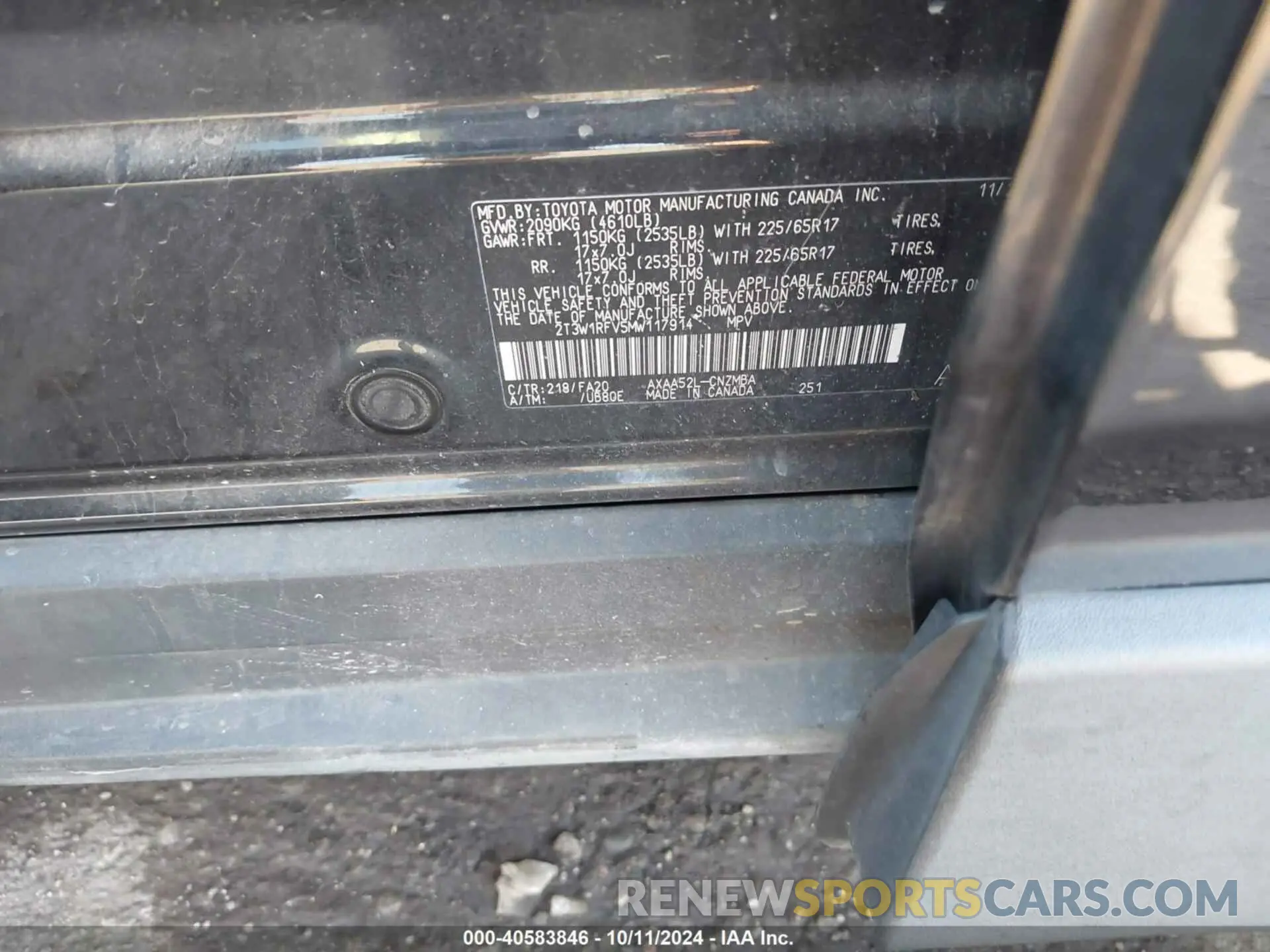 9 fotografías del automóvil dañado 2T3W1RFV5MW117914 TOYOTA RAV4 2021