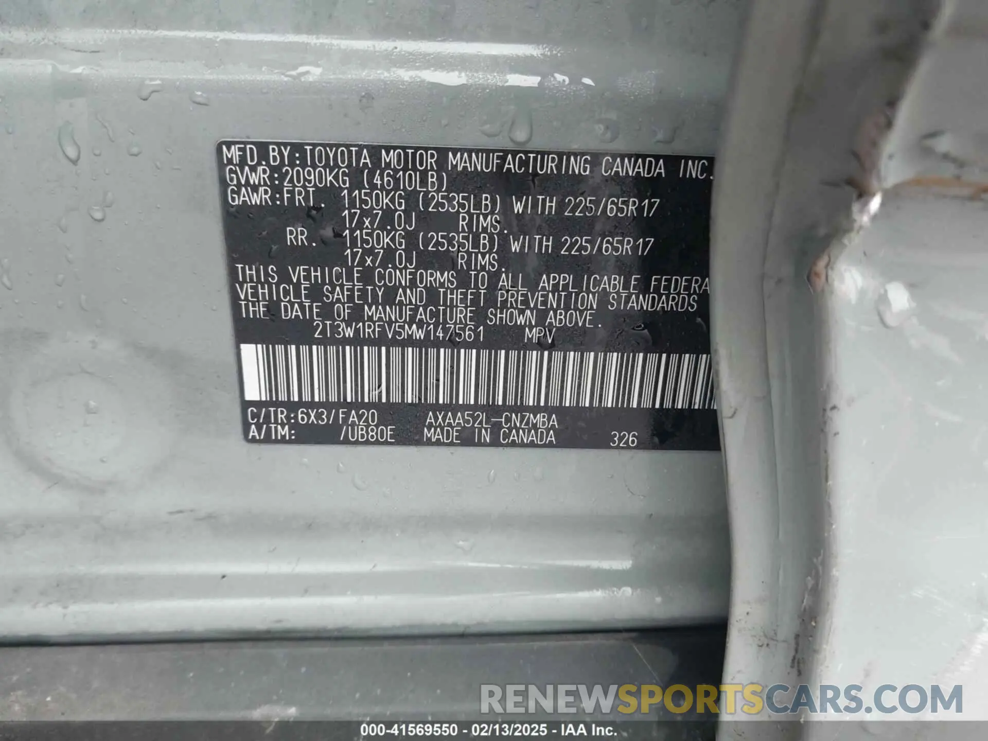 9 fotografías del automóvil dañado 2T3W1RFV5MW147561 TOYOTA RAV4 2021
