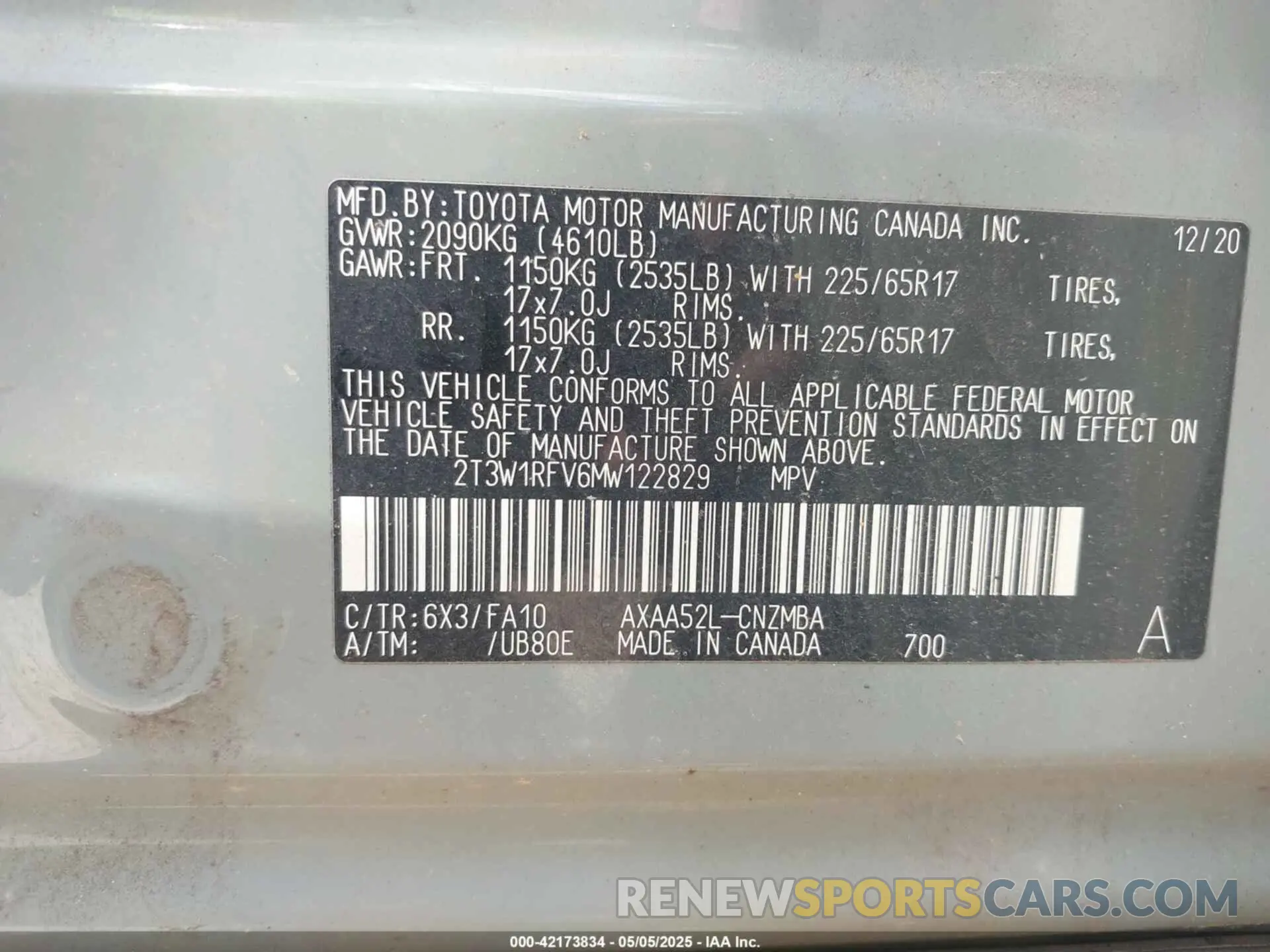9 fotografías del automóvil dañado 2T3W1RFV6MW122829 TOYOTA RAV4 2021