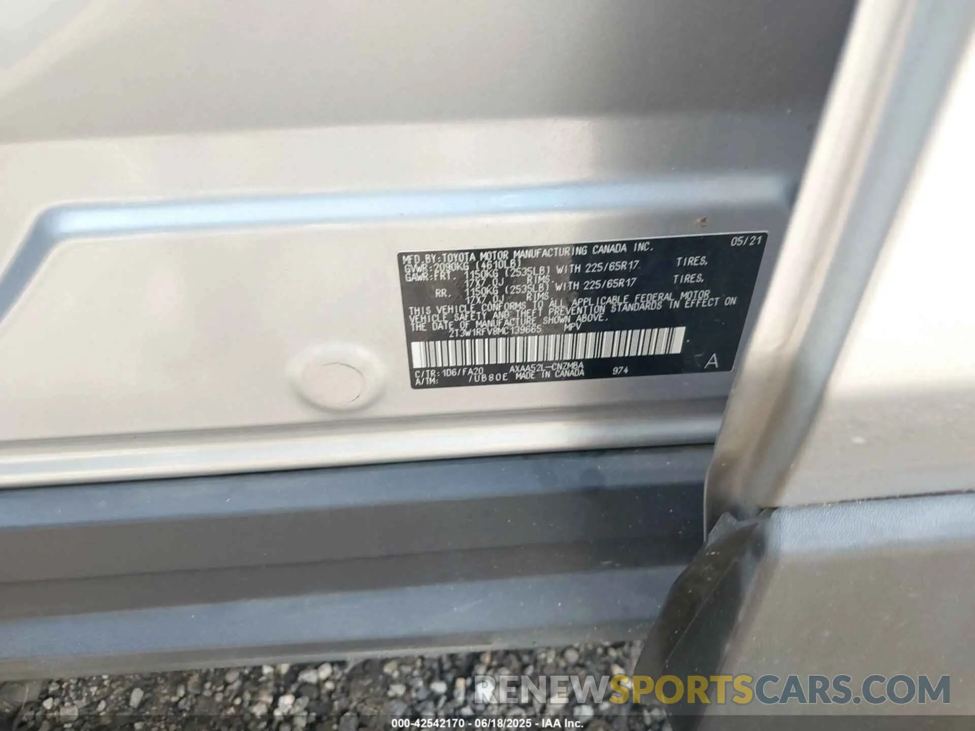 9 fotografías del automóvil dañado 2T3W1RFV8MC139665 TOYOTA RAV4 2021