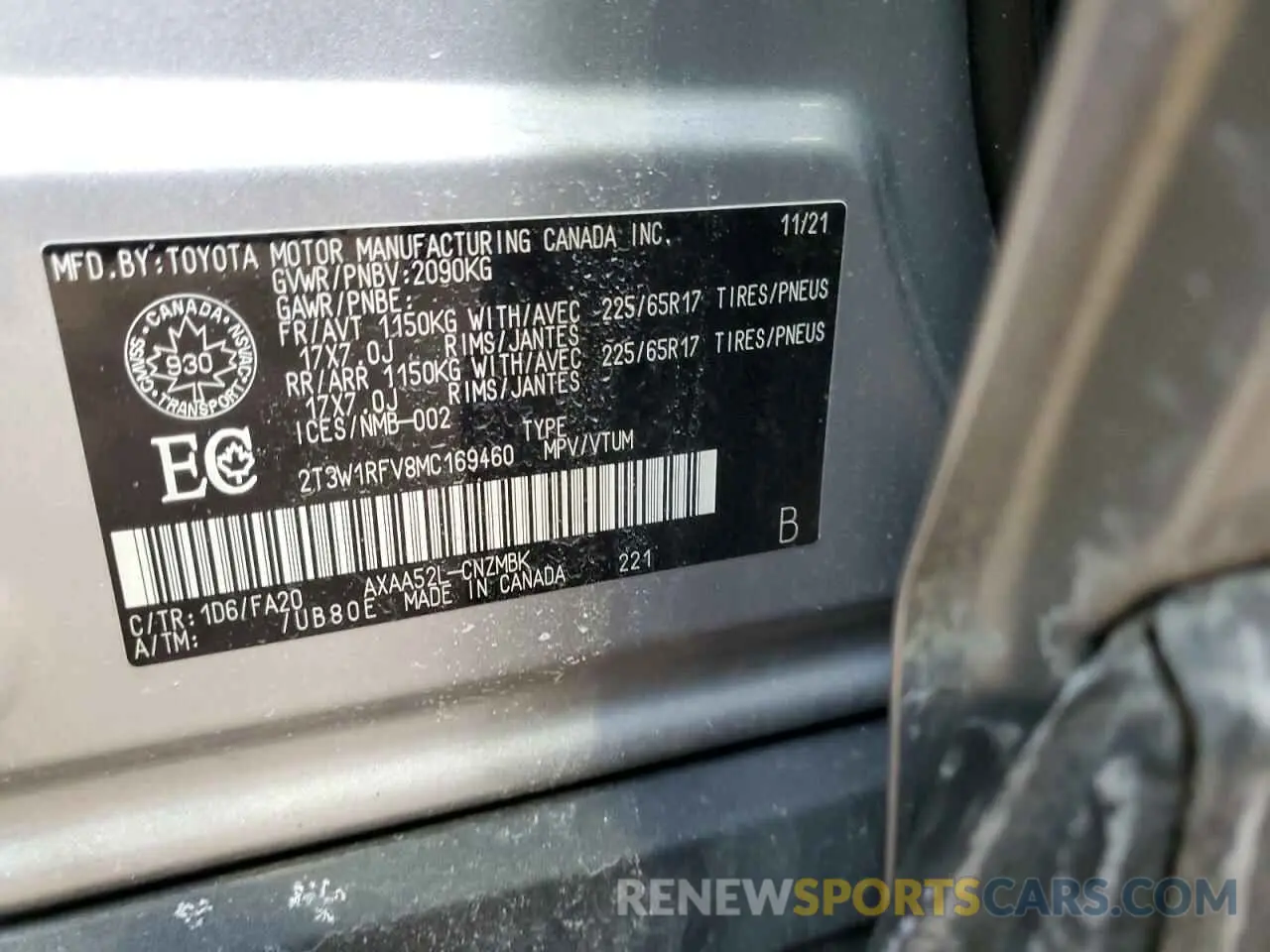 13 fotografías del automóvil dañado 2T3W1RFV8MC169460 TOYOTA RAV4 2021