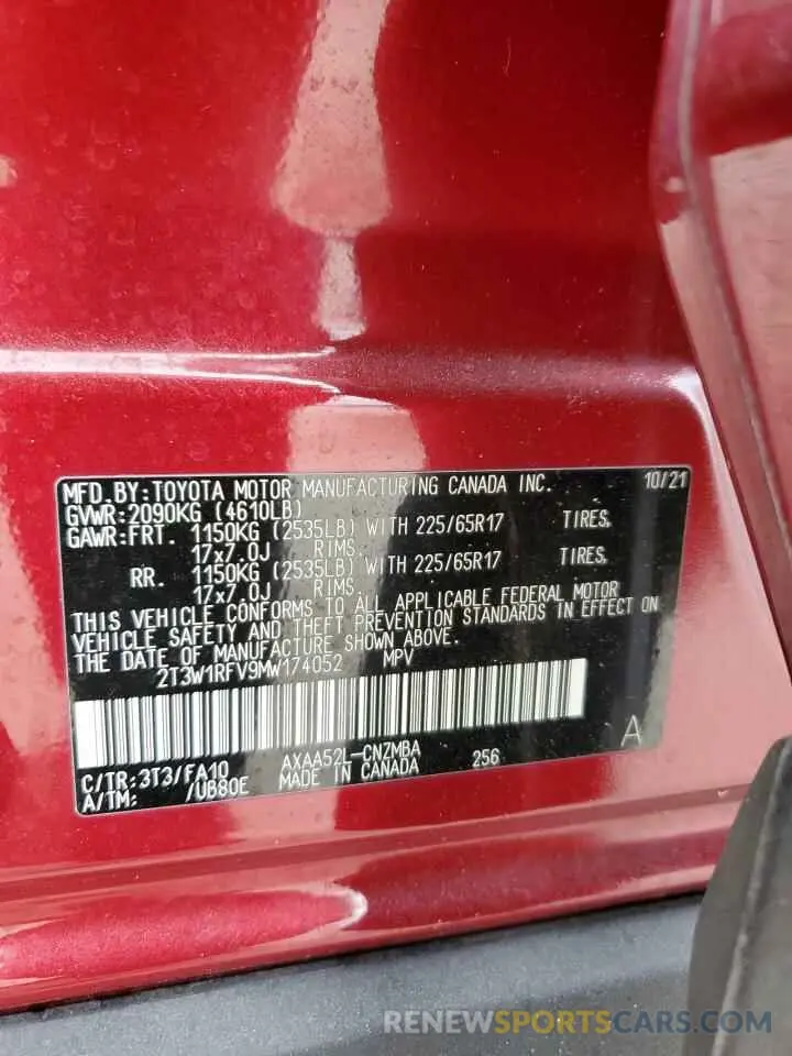 13 fotografías del automóvil dañado 2T3W1RFV9MW174052 TOYOTA RAV4 2021