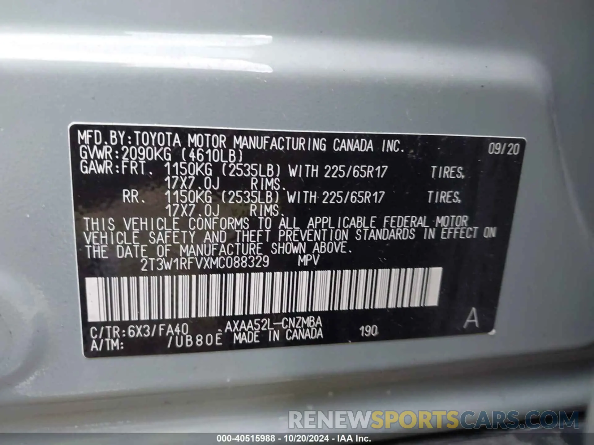 9 fotografías del automóvil dañado 2T3W1RFVXMC088329 TOYOTA RAV4 2021