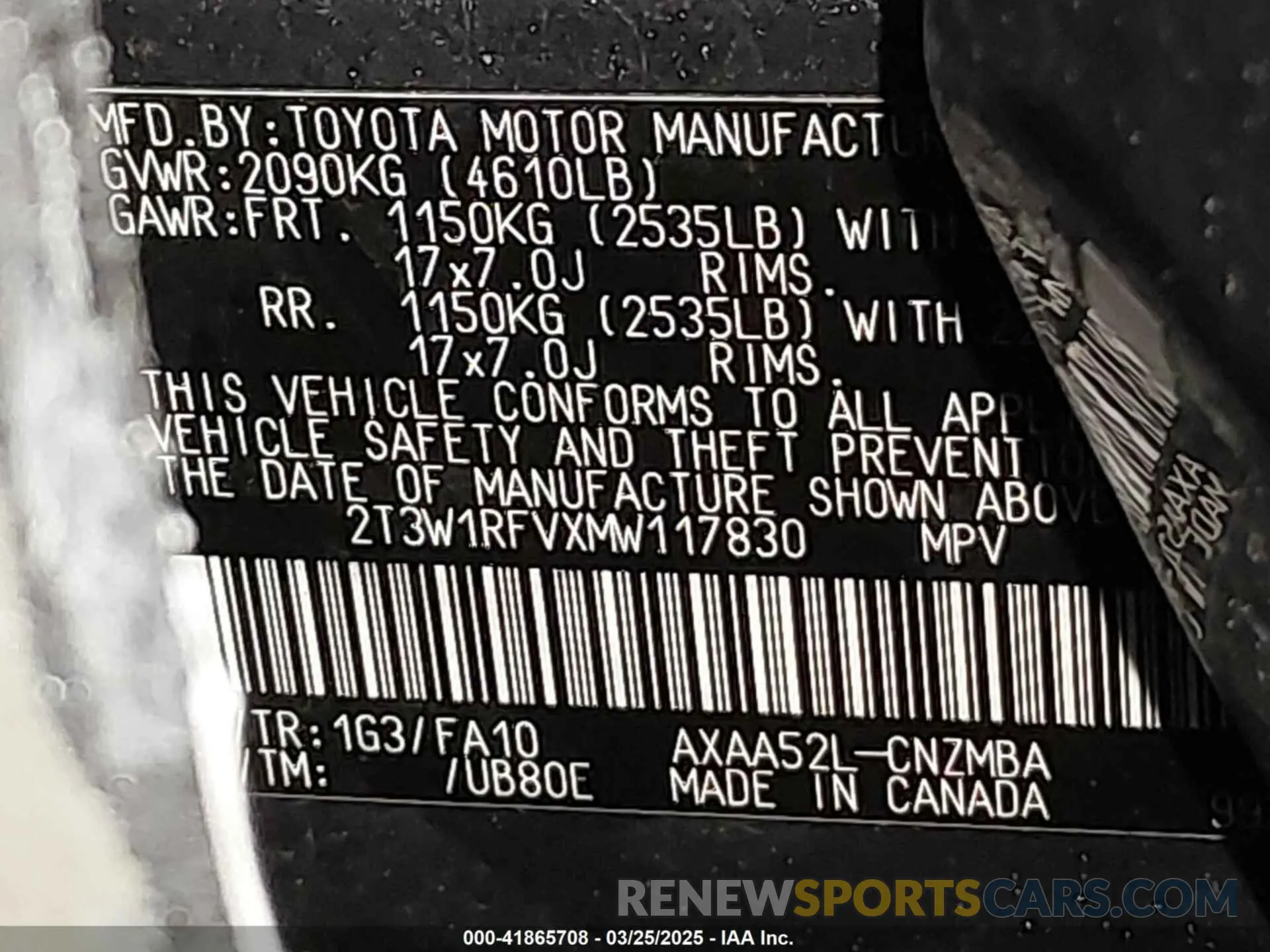 9 fotografías del automóvil dañado 2T3W1RFVXMW117830 TOYOTA RAV4 2021