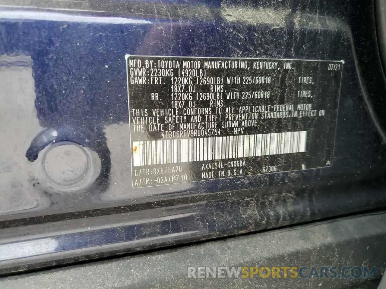 13 fotografías del automóvil dañado 4T3D6RFV9MU045754 TOYOTA RAV4 2021