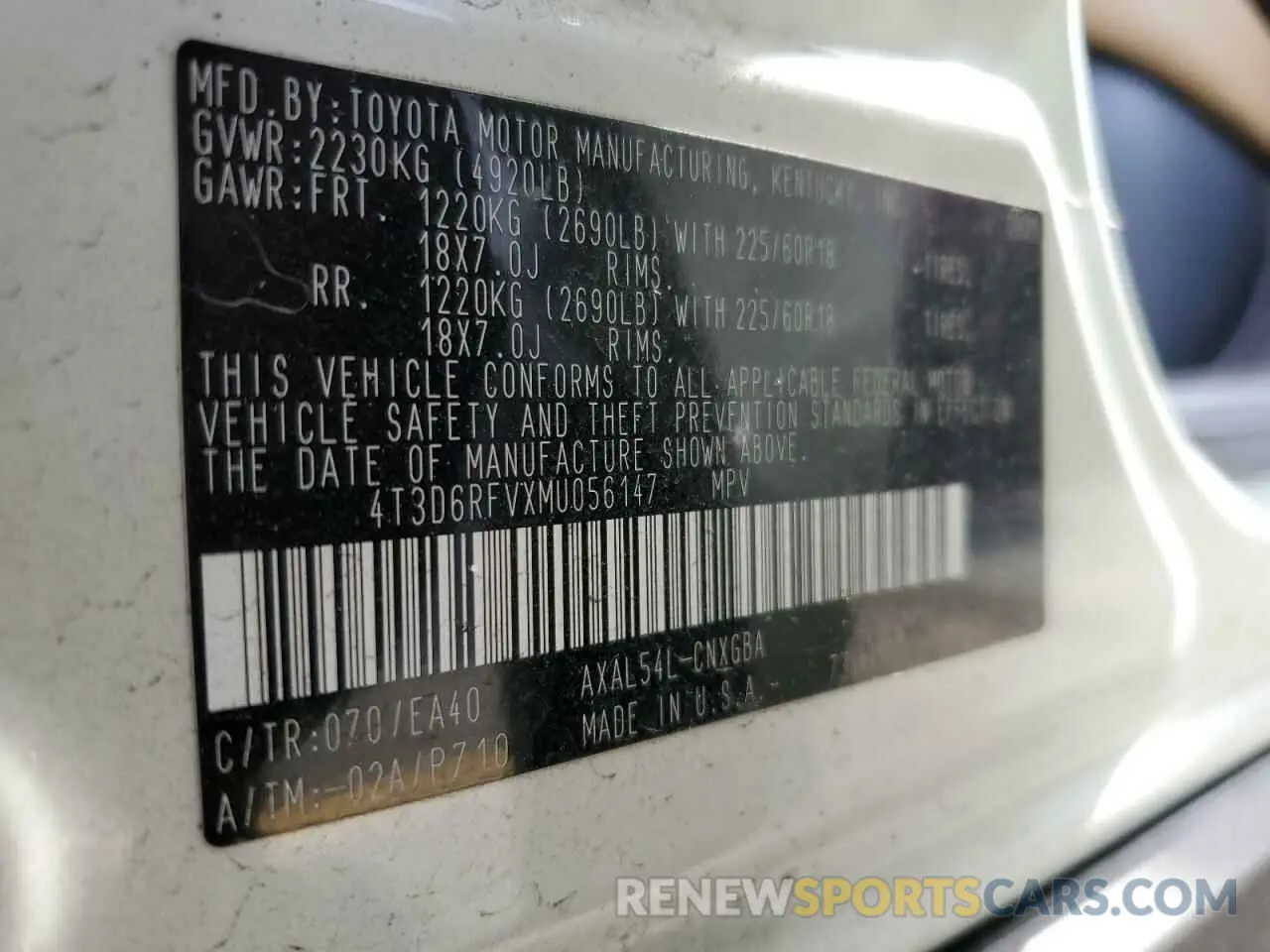 13 fotografías del automóvil dañado 4T3D6RFVXMU056147 TOYOTA RAV4 2021