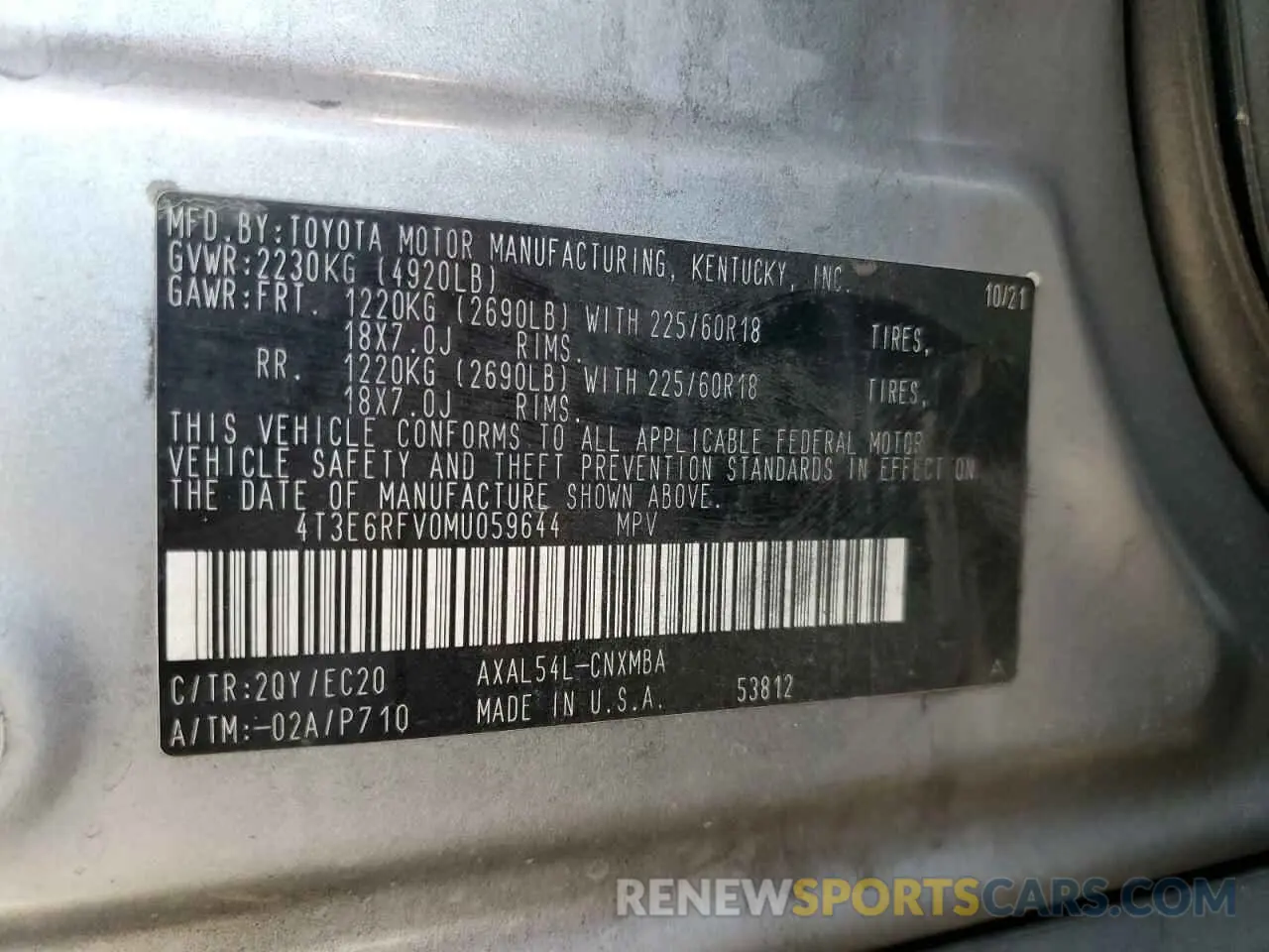 13 fotografías del automóvil dañado 4T3E6RFV0MU059644 TOYOTA RAV4 2021