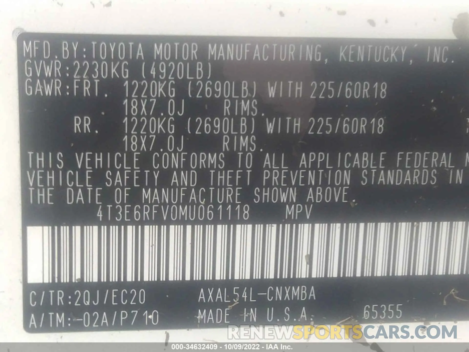 9 fotografías del automóvil dañado 4T3E6RFV0MU061118 TOYOTA RAV4 2021
