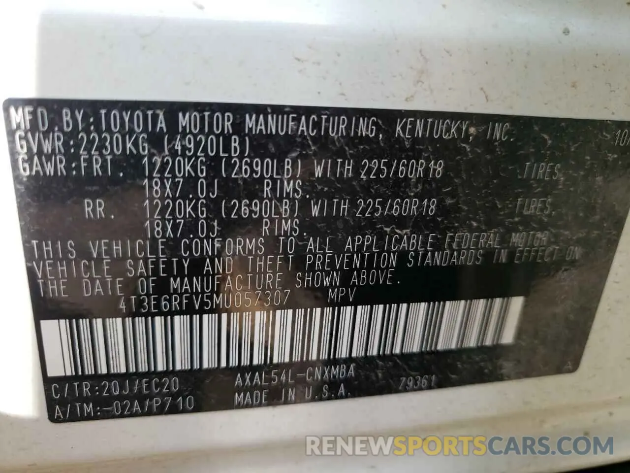 10 fotografías del automóvil dañado 4T3E6RFV5MU057307 TOYOTA RAV4 2021
