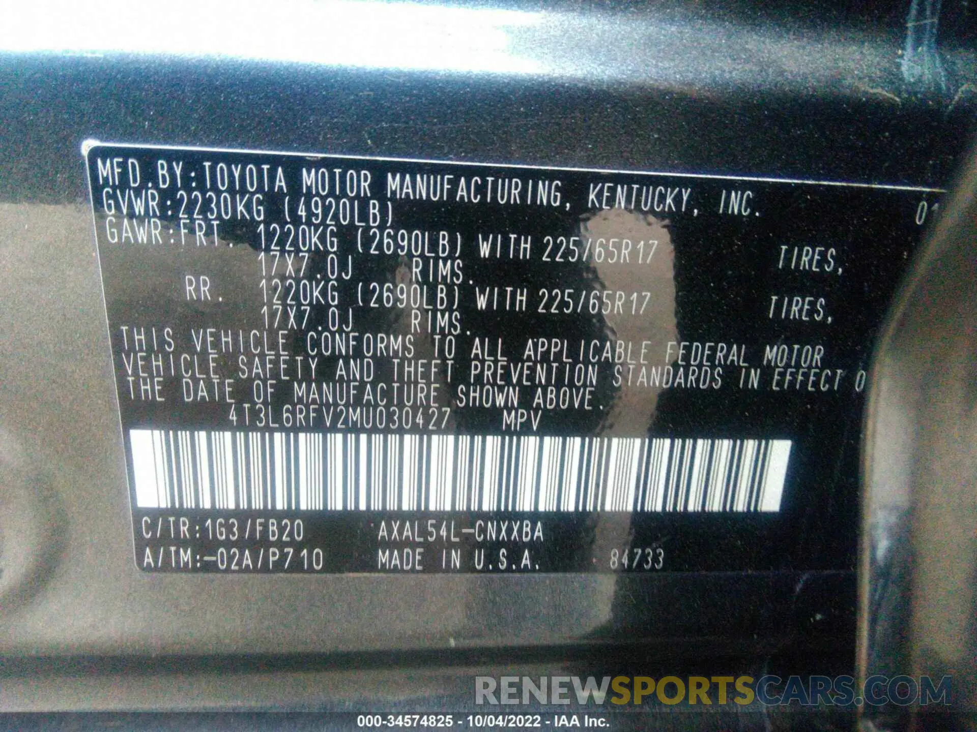 9 fotografías del automóvil dañado 4T3L6RFV2MU030427 TOYOTA RAV4 2021