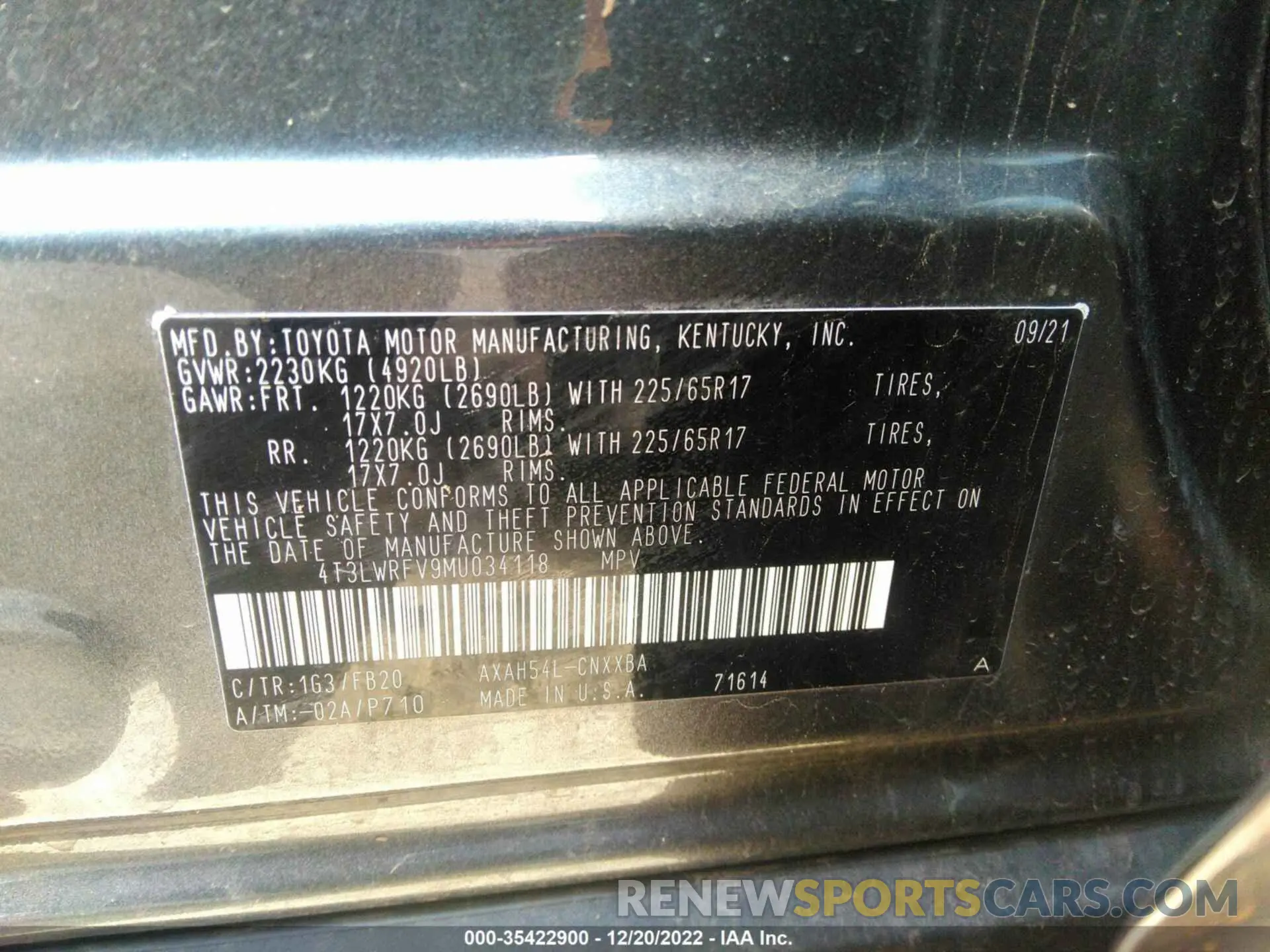 9 fotografías del automóvil dañado 4T3LWRFV9MU034118 TOYOTA RAV4 2021