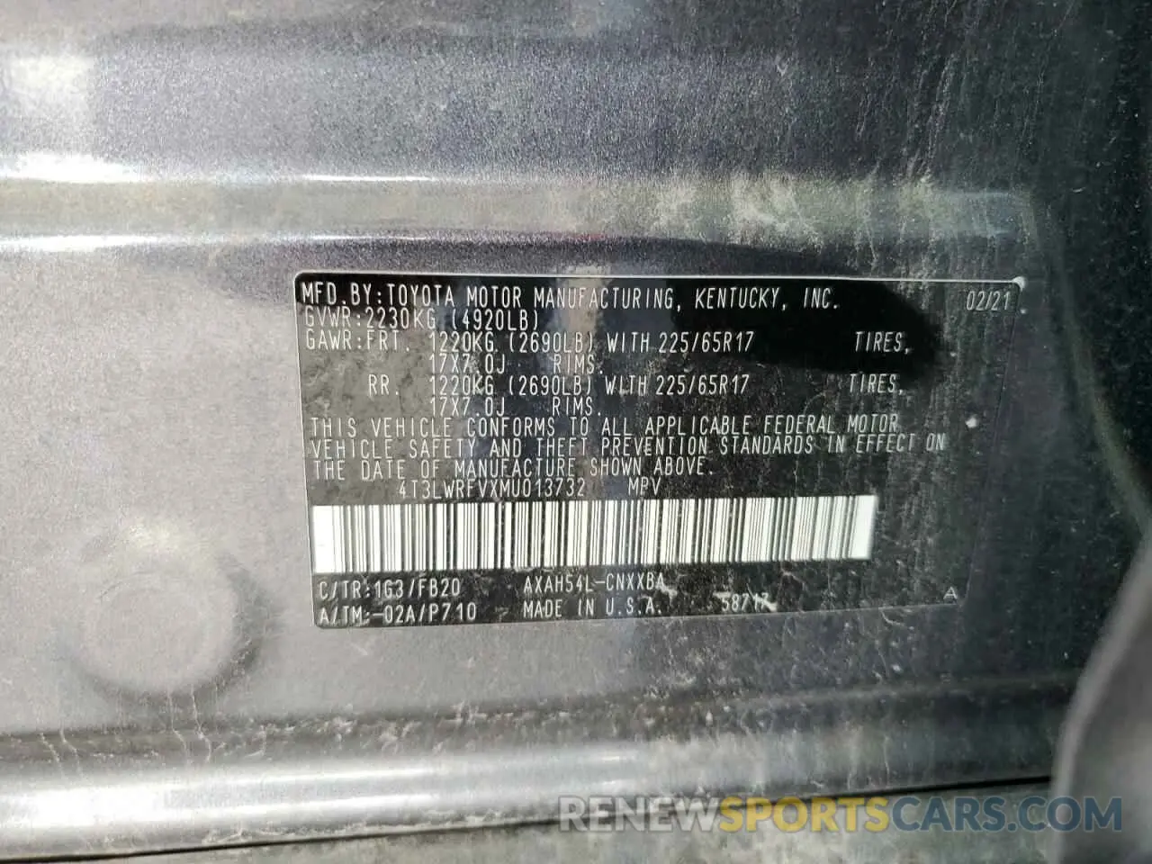 13 fotografías del automóvil dañado 4T3LWRFVXMU013732 TOYOTA RAV4 2021