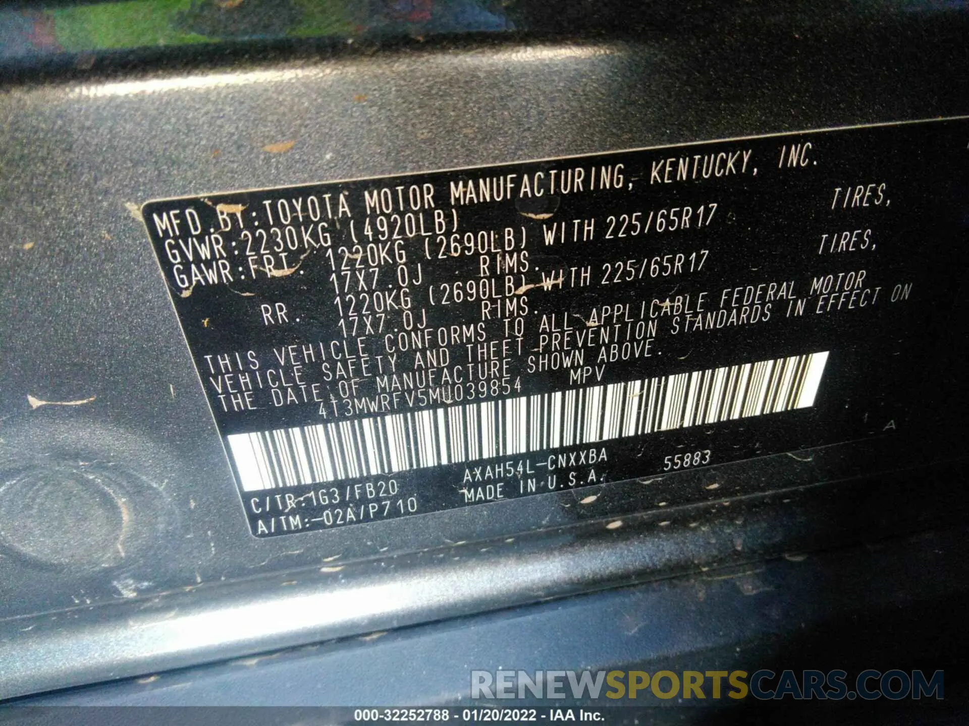 9 fotografías del automóvil dañado 4T3MWRFV5MU039854 TOYOTA RAV4 2021