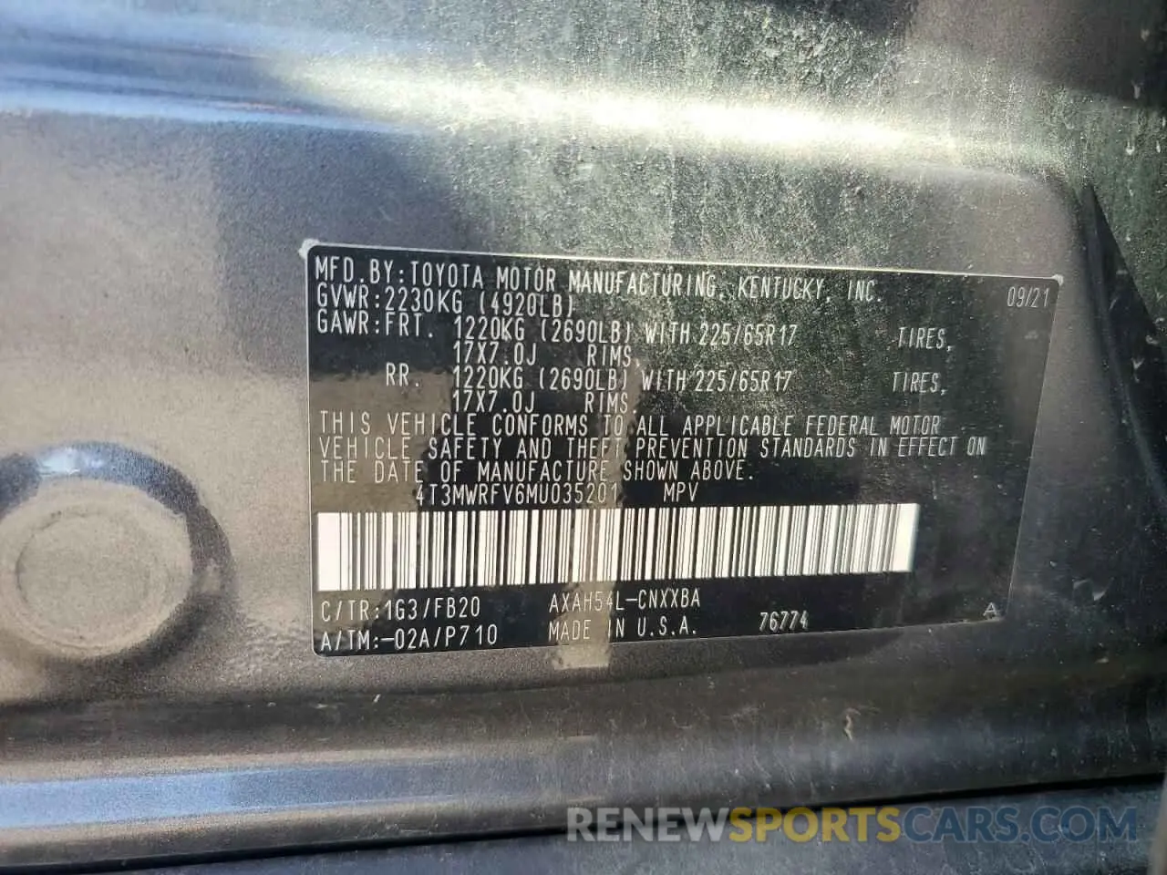 13 fotografías del automóvil dañado 4T3MWRFV6MU035201 TOYOTA RAV4 2021