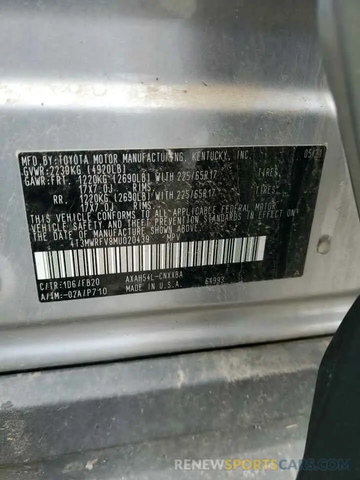 13 fotografías del automóvil dañado 4T3MWRFV8MU020439 TOYOTA RAV4 2021