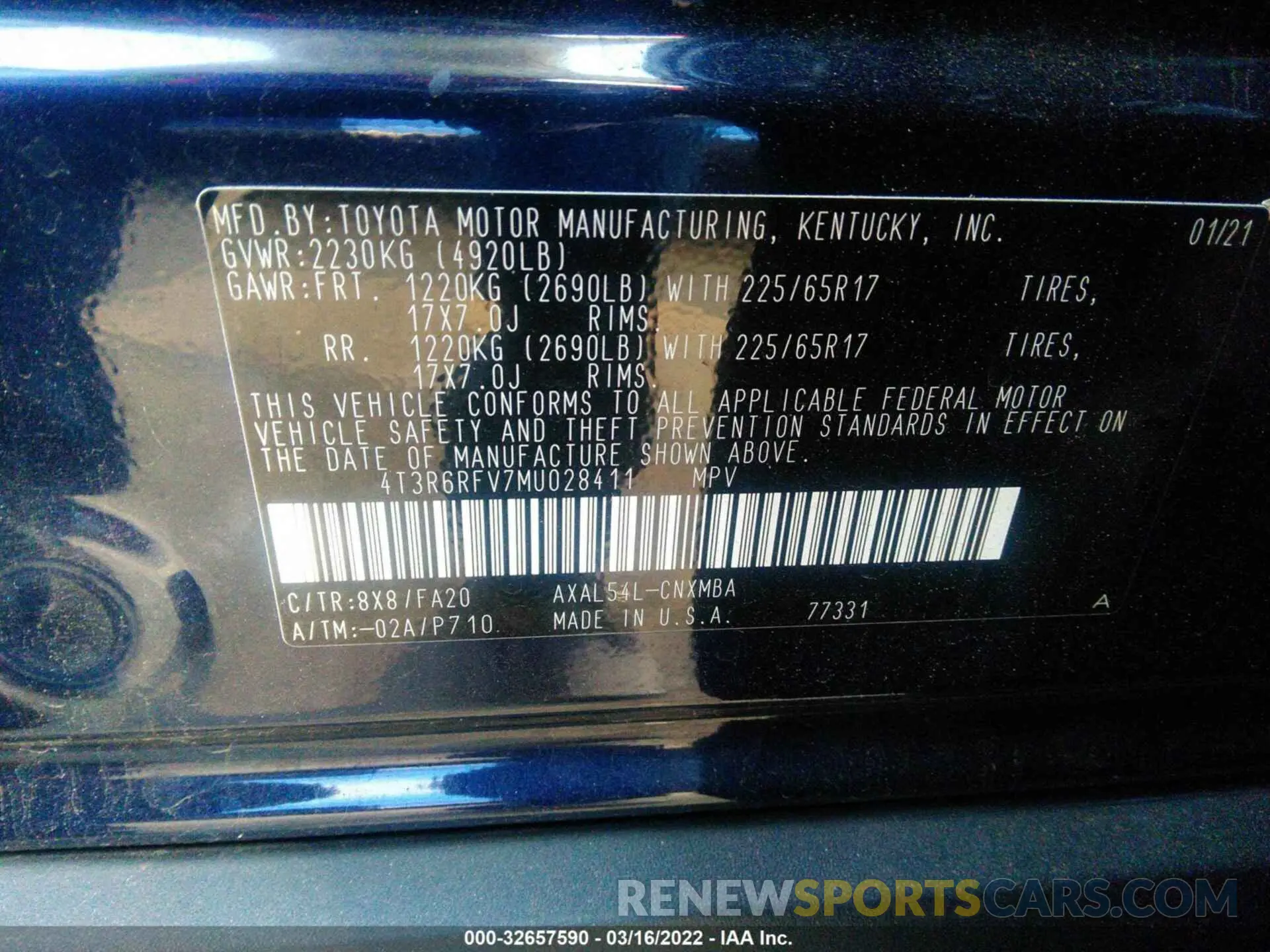 9 fotografías del automóvil dañado 4T3R6RFV2MU028411 TOYOTA RAV4 2021