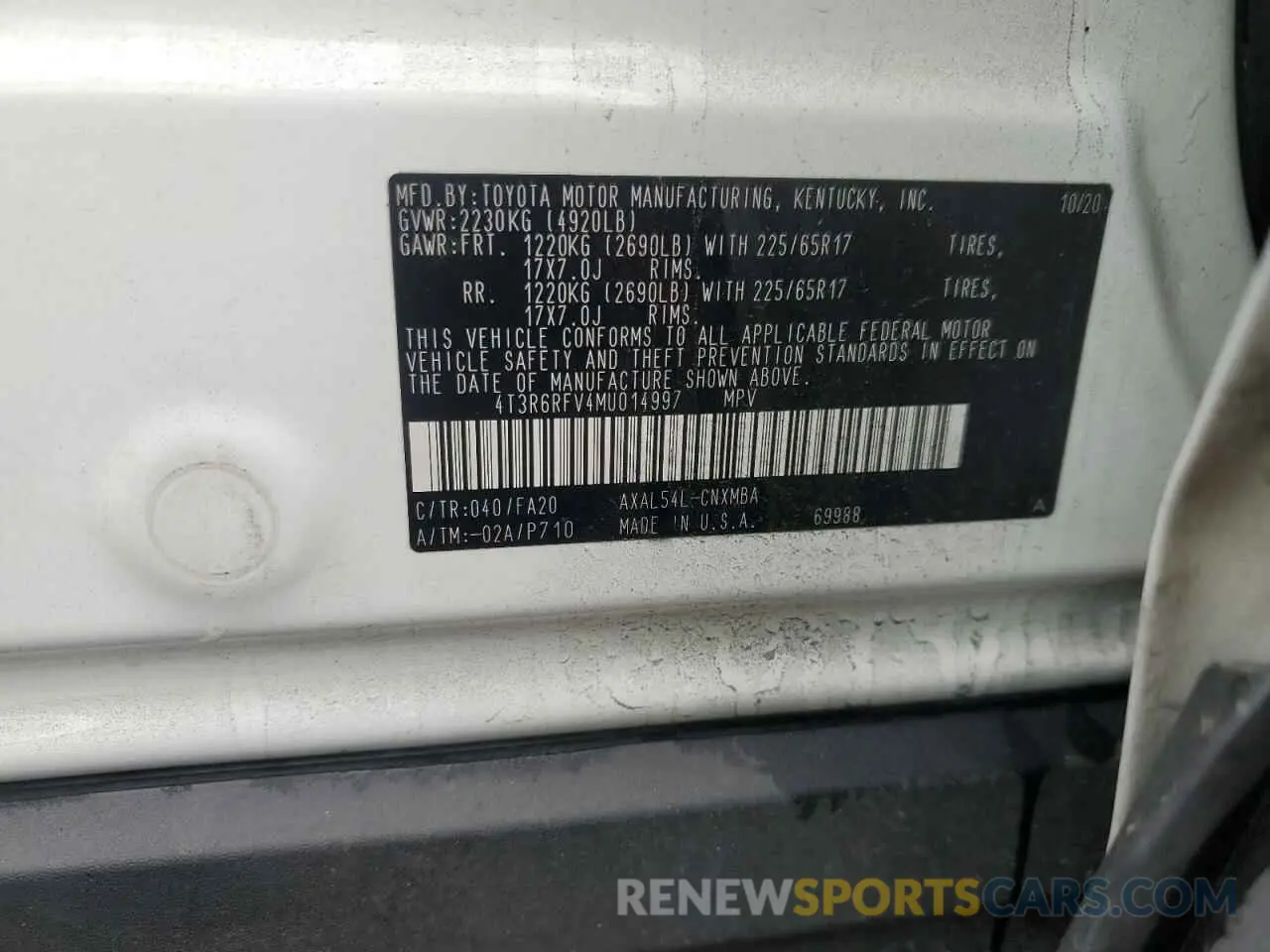 14 fotografías del automóvil dañado 4T3R6RFV4MU014997 TOYOTA RAV4 2021