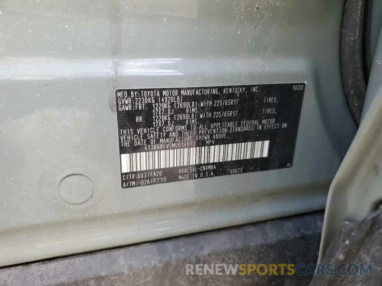 14 fotografías del automóvil dañado 4T3R6RFV5MU014913 TOYOTA RAV4 2021
