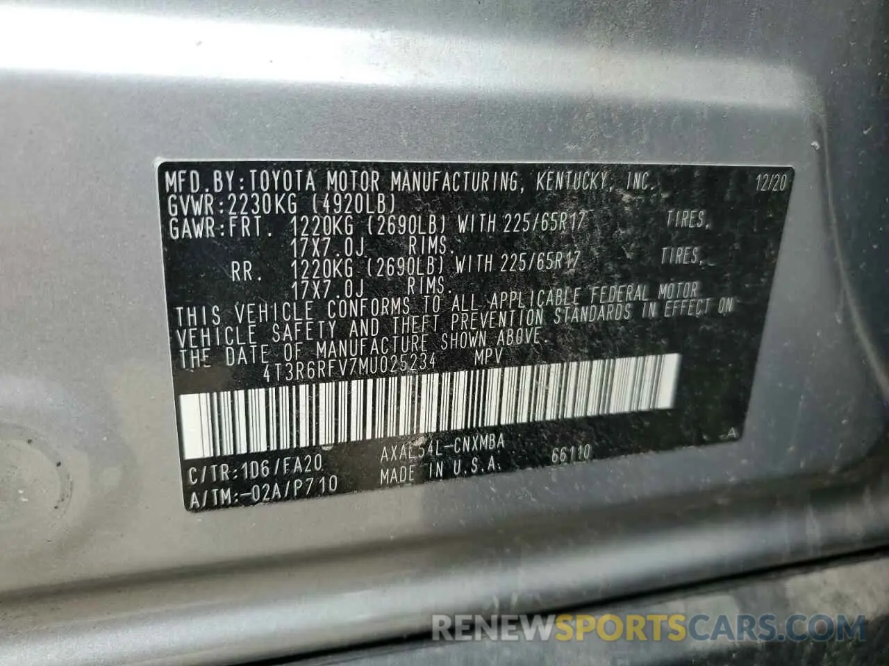 13 fotografías del automóvil dañado 4T3R6RFV7MU025234 TOYOTA RAV4 2021