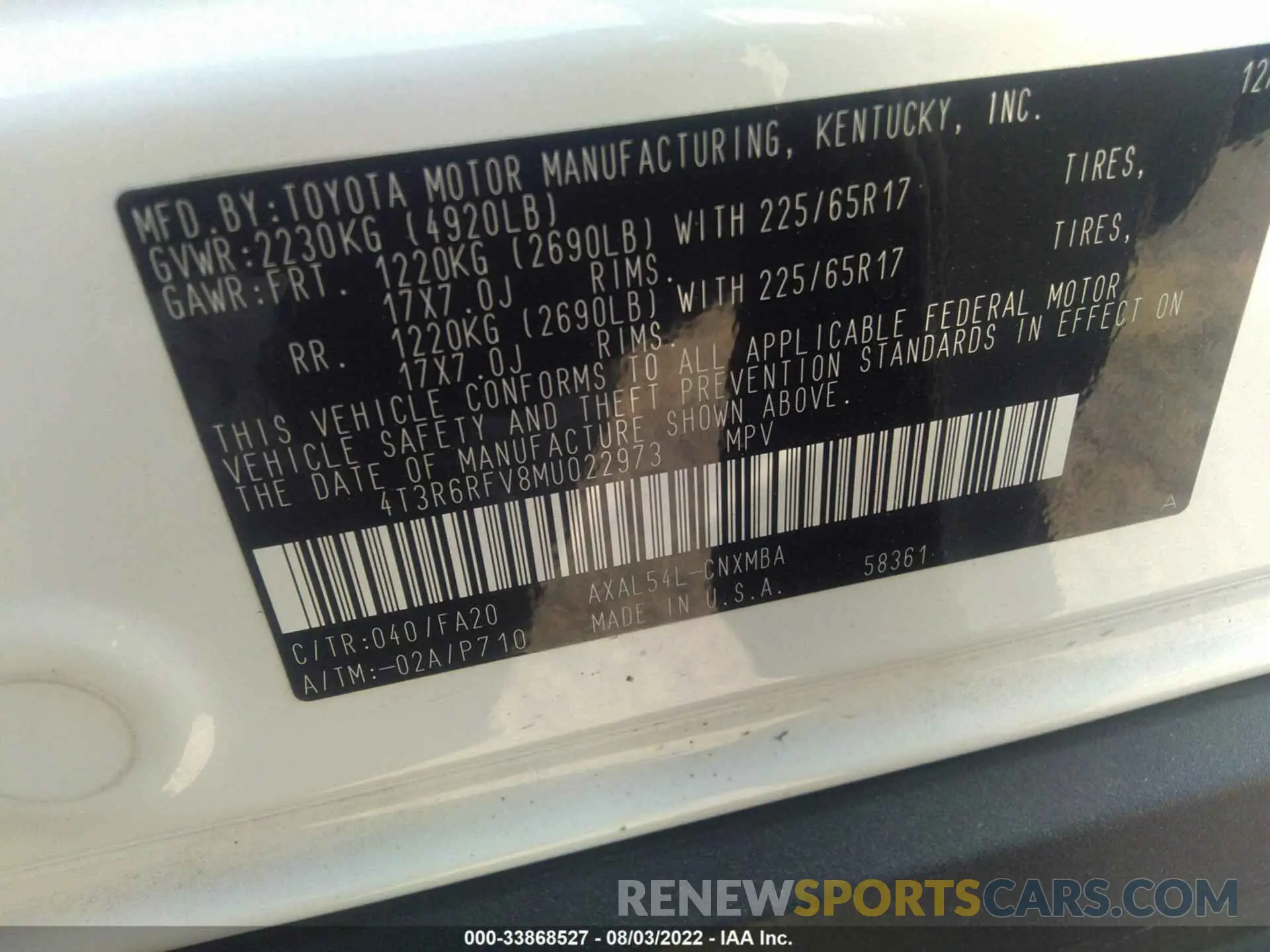 9 fotografías del automóvil dañado 4T3R6RFV8MU022973 TOYOTA RAV4 2021