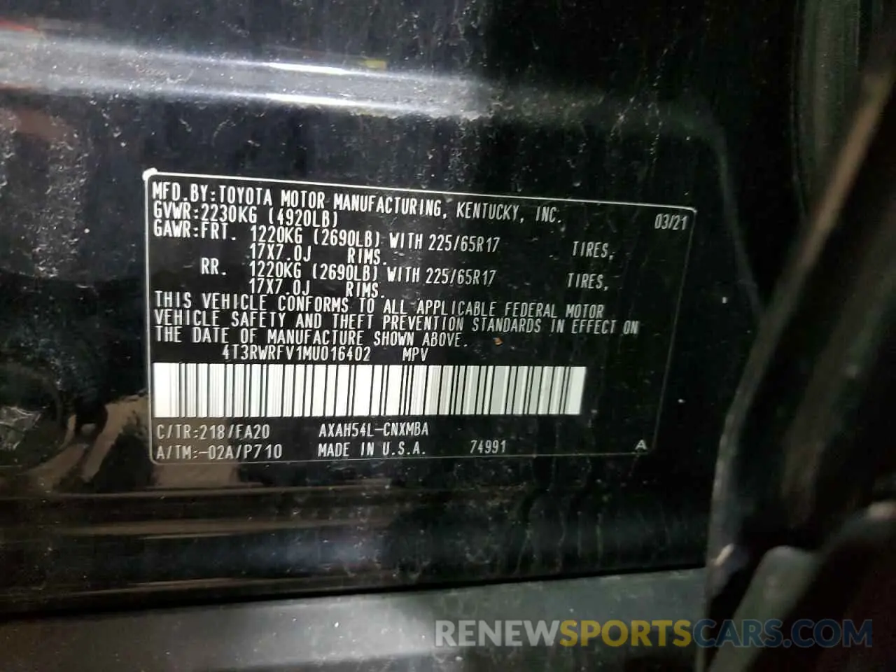 13 fotografías del automóvil dañado 4T3RWRFV1MU016402 TOYOTA RAV4 2021