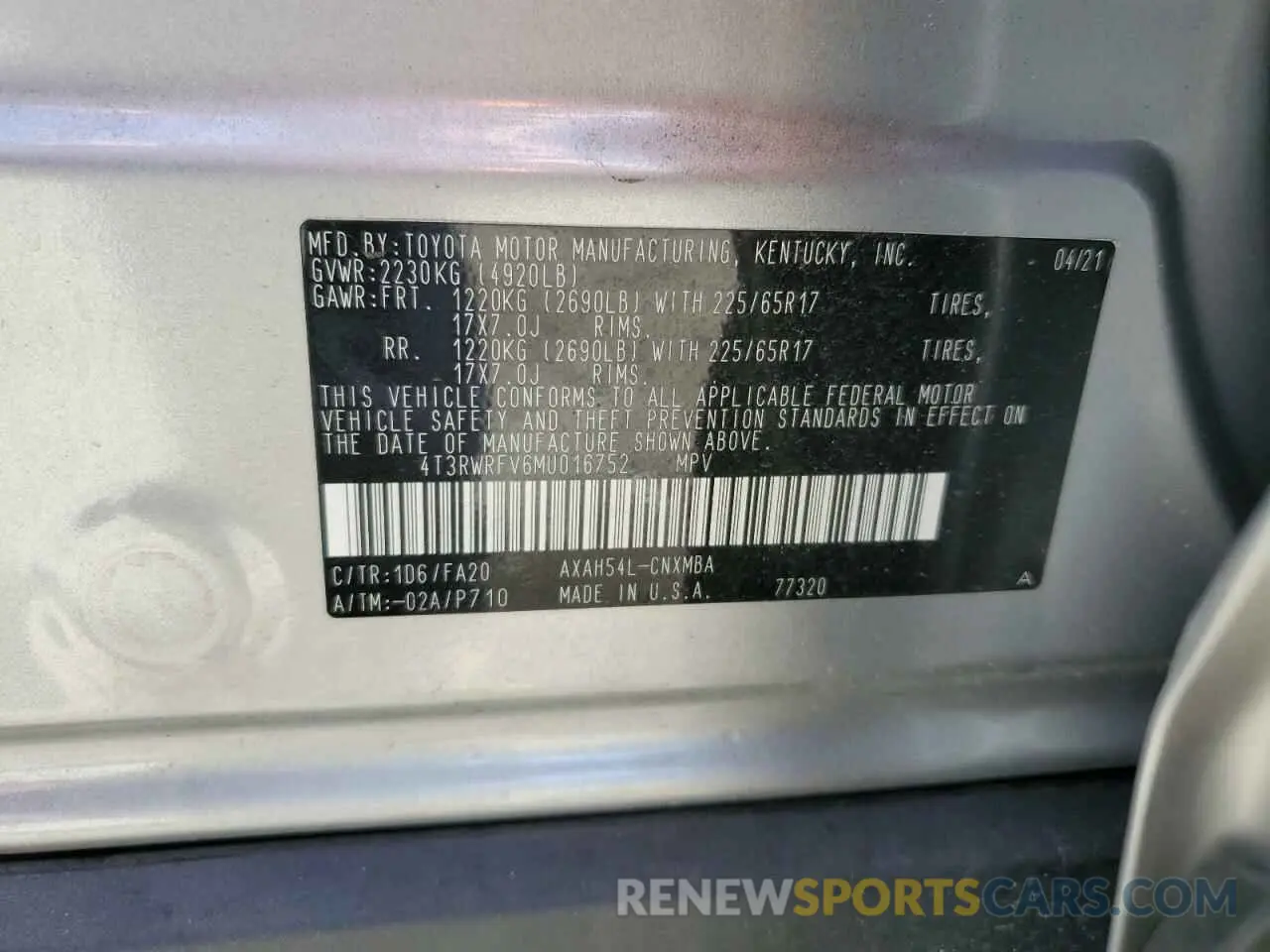 13 fotografías del automóvil dañado 4T3RWRFV6MU016752 TOYOTA RAV4 2021