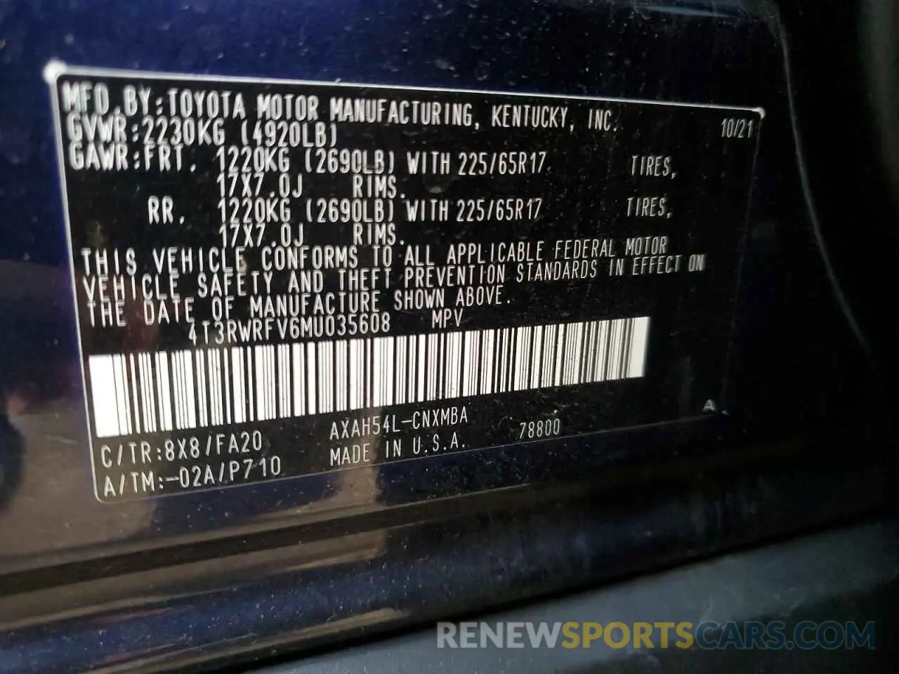14 fotografías del automóvil dañado 4T3RWRFV6MU035608 TOYOTA RAV4 2021