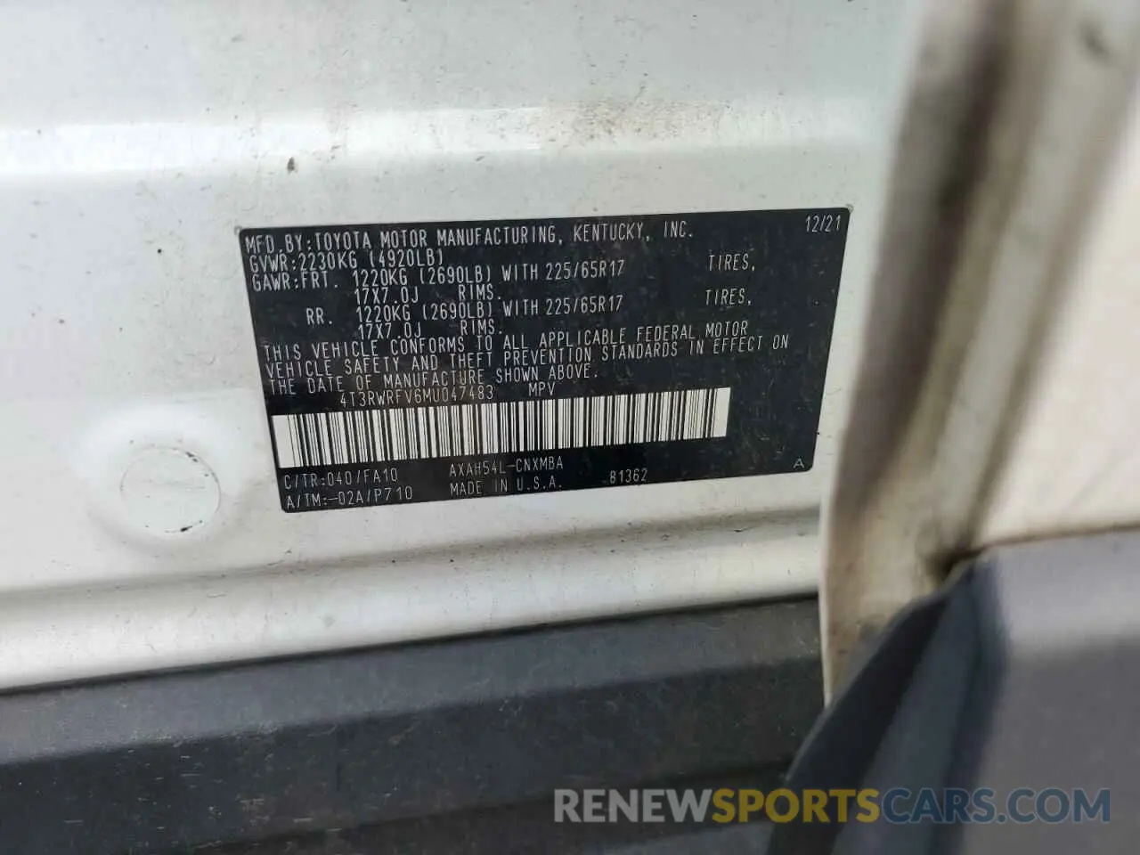 13 fotografías del automóvil dañado 4T3RWRFV6MU047483 TOYOTA RAV4 2021