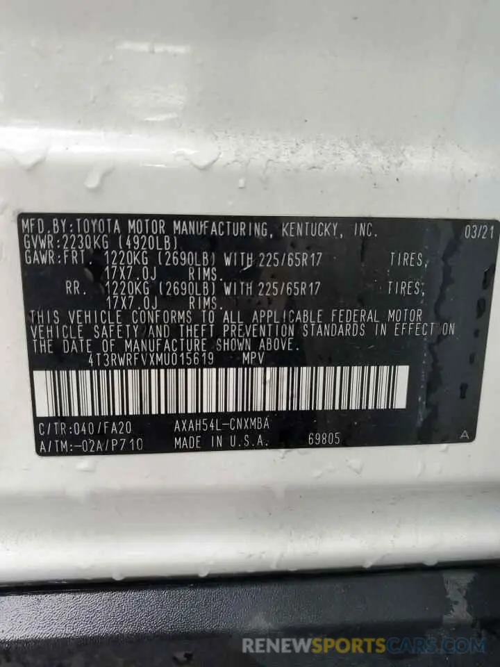 13 fotografías del automóvil dañado 4T3RWRFVXMU015619 TOYOTA RAV4 2021